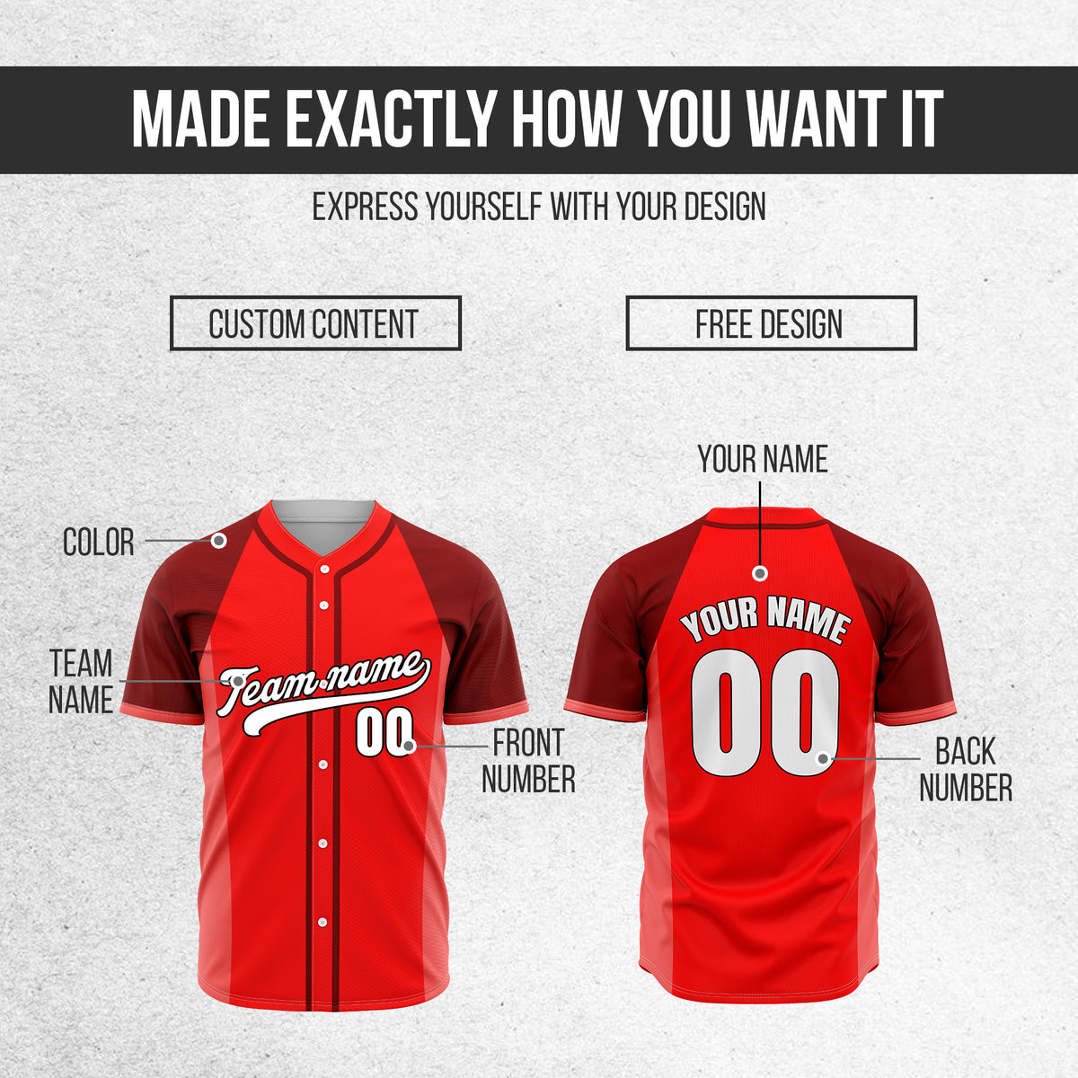 Custom Timeless Stripes Baseball Red Sports Jersey Personalized Uniform with Name & Number