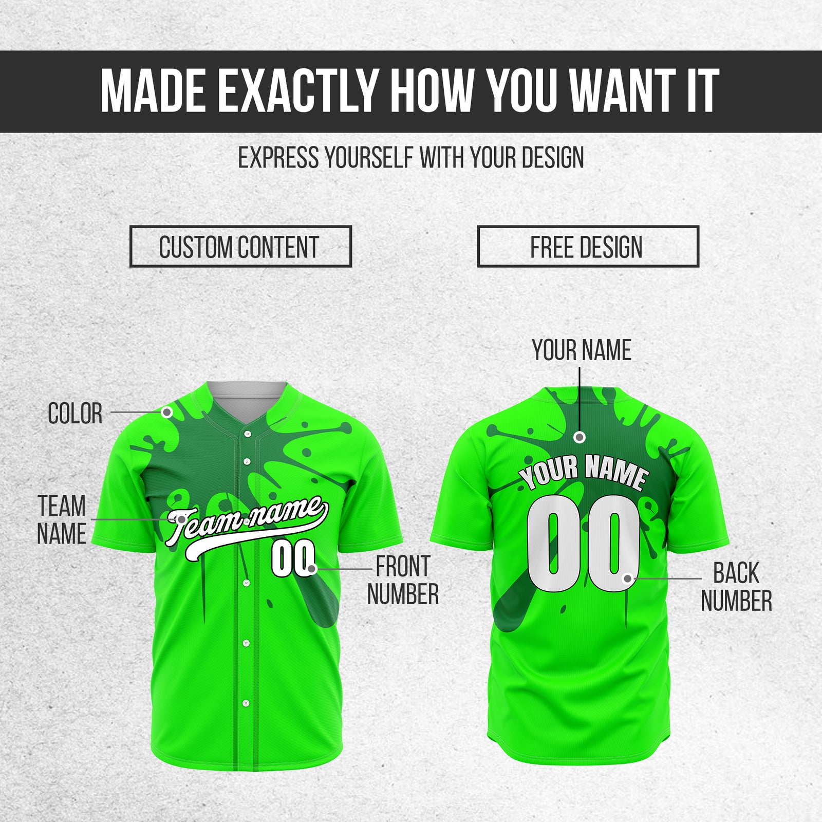 Custom Paint Burst Neon Green Sports Jersey Personalized Uniform with Name & Number