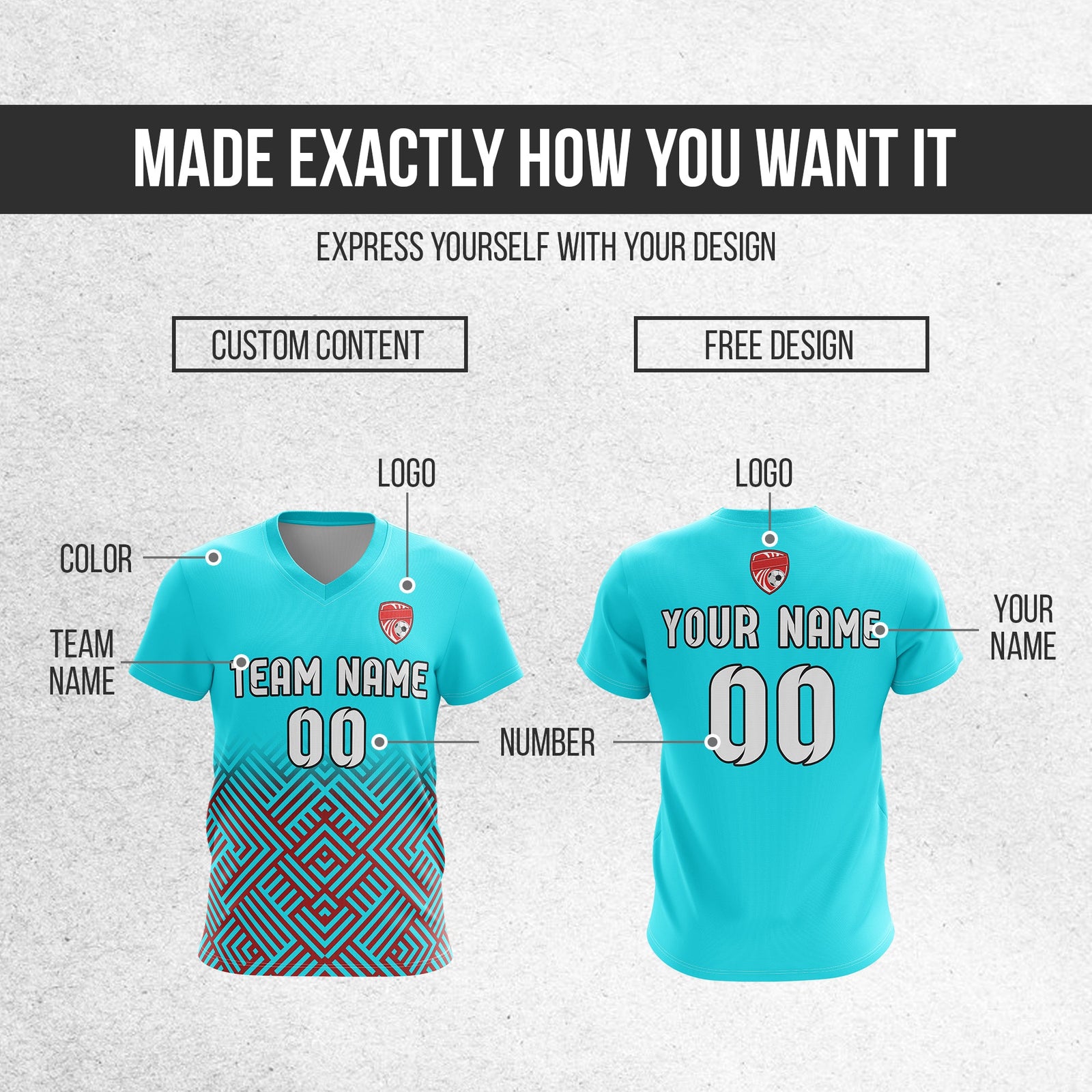 Custom Shadow Line V-Side Pattern D2 Soccer Sport Tops Jersey