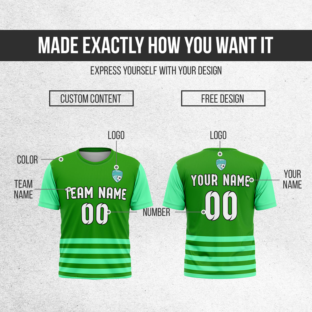 Custom BaseLine Stripe Green Soccer sport Tops Jersey