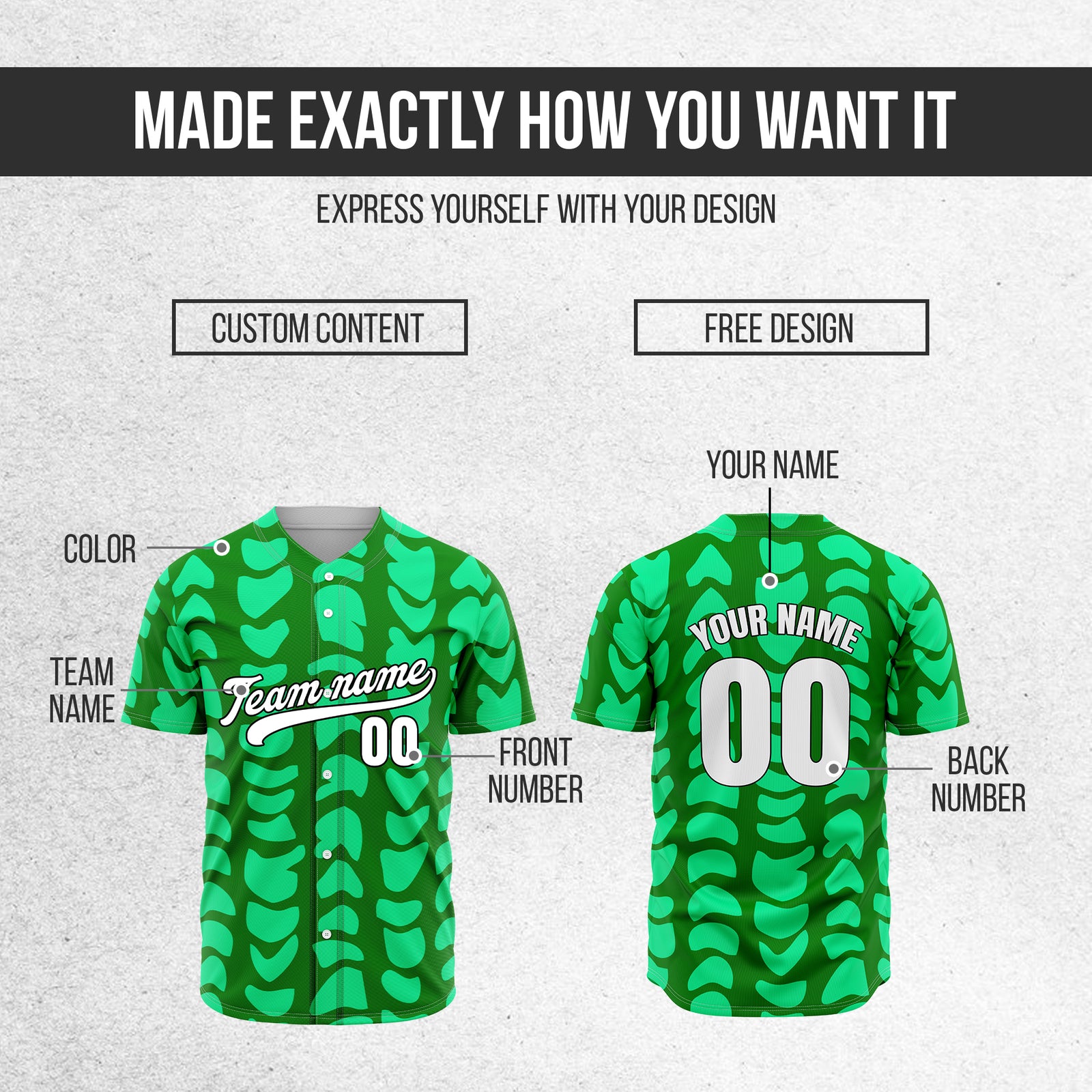 Custom Hawaii Waves Green Baseball Sports Jersey Personalized Uniform with Name & Number