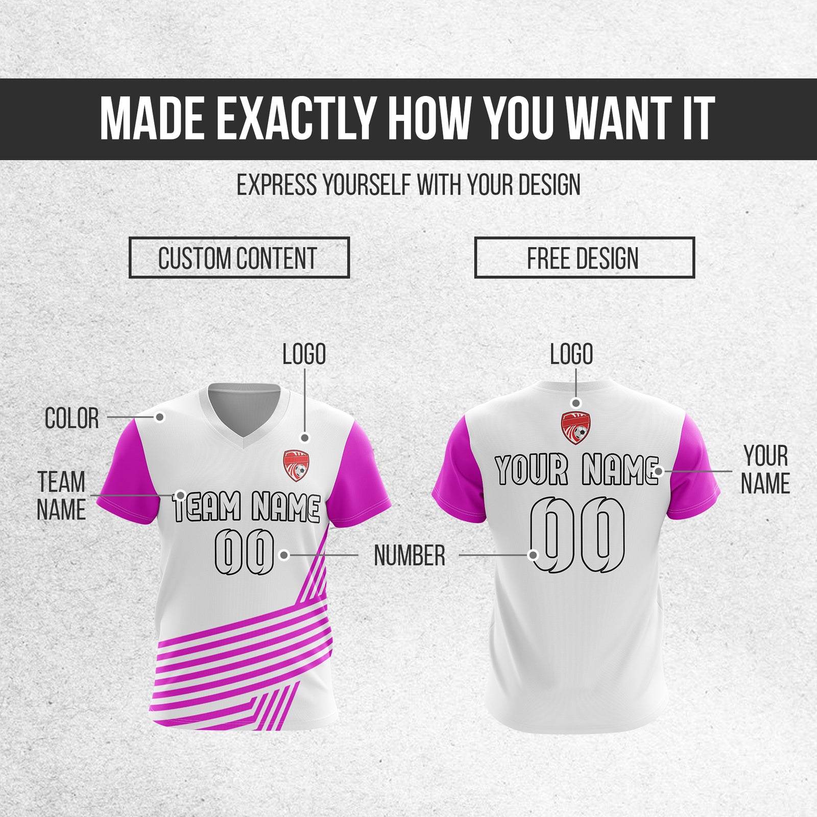Custom Rapid Line V-Side Pattern White Soccer sport Tops Jersey