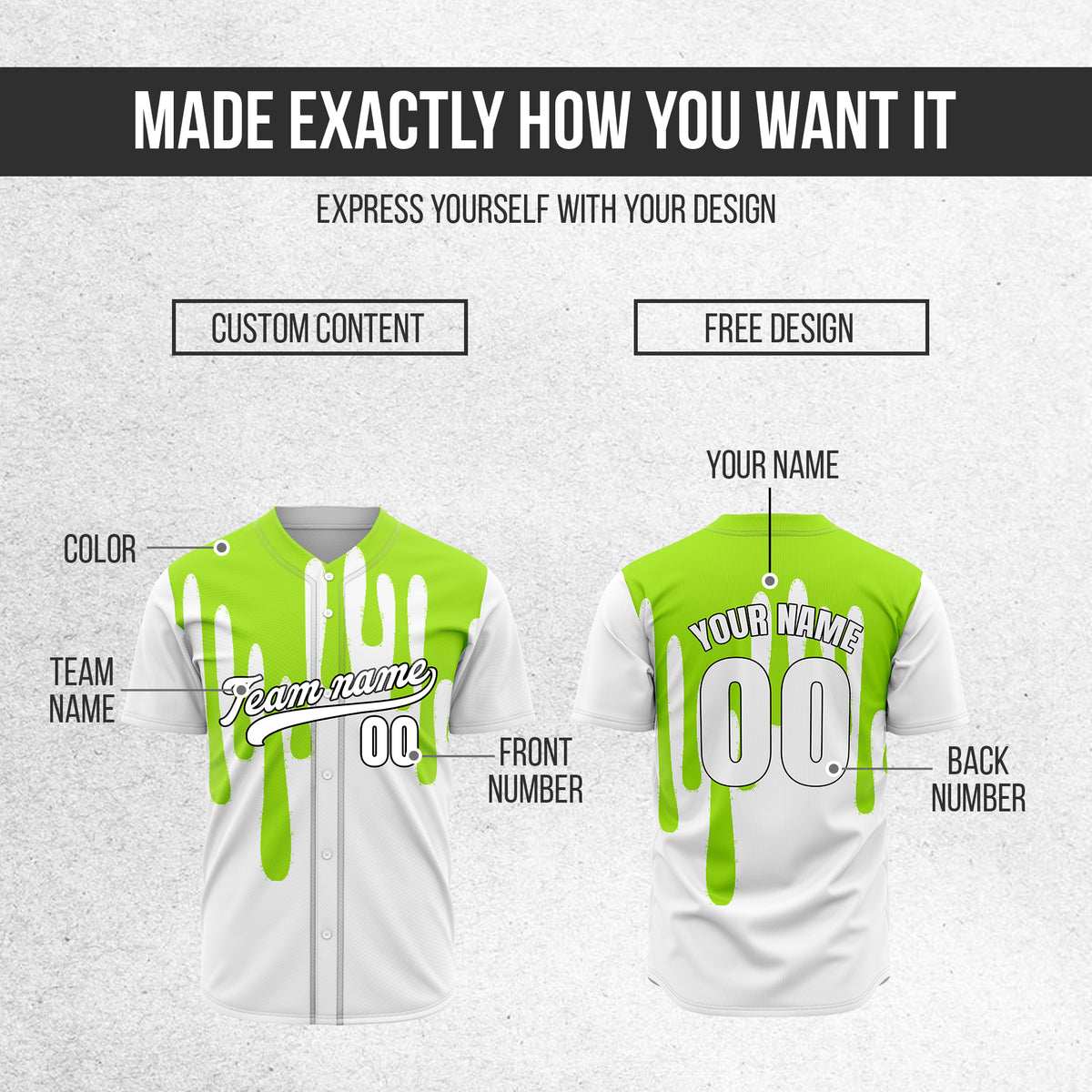 Custom Ink Drip White Sports Jersey Personalized Uniform with Name & Number