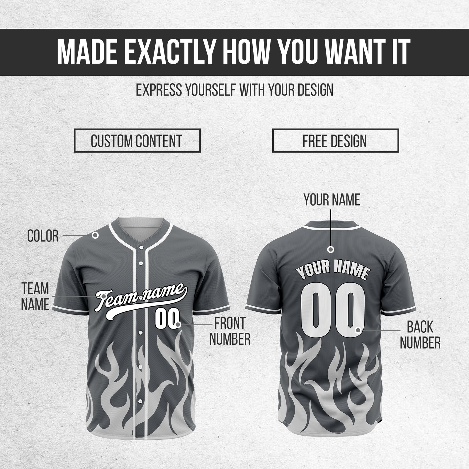 Custom Burnout Dark Grey Baseball Sports Jersey Personalized Uniform with Name & Number