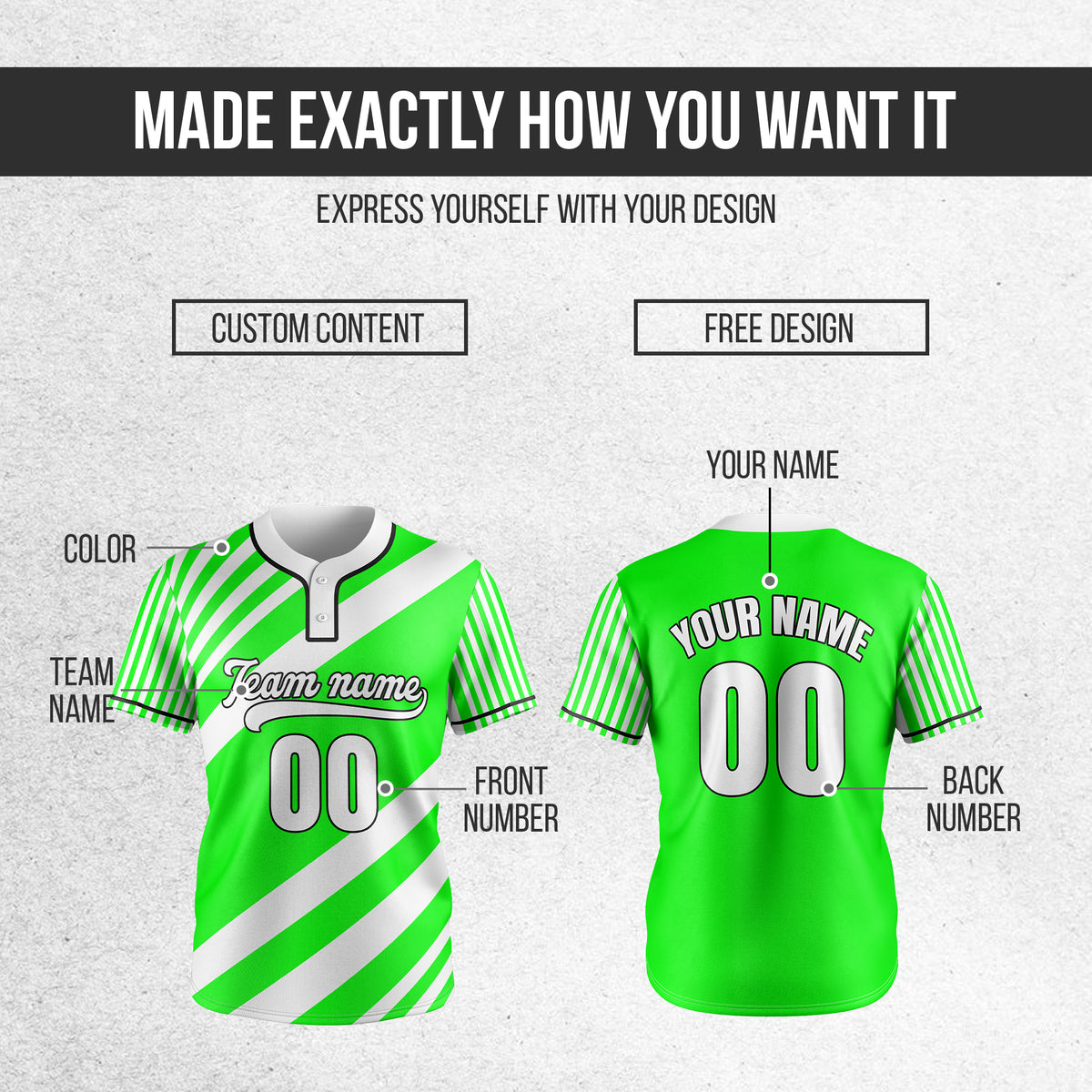 Custom Vibe Split Neon Green Baseball Sports Jersey Personalized Uniform with Name & Number