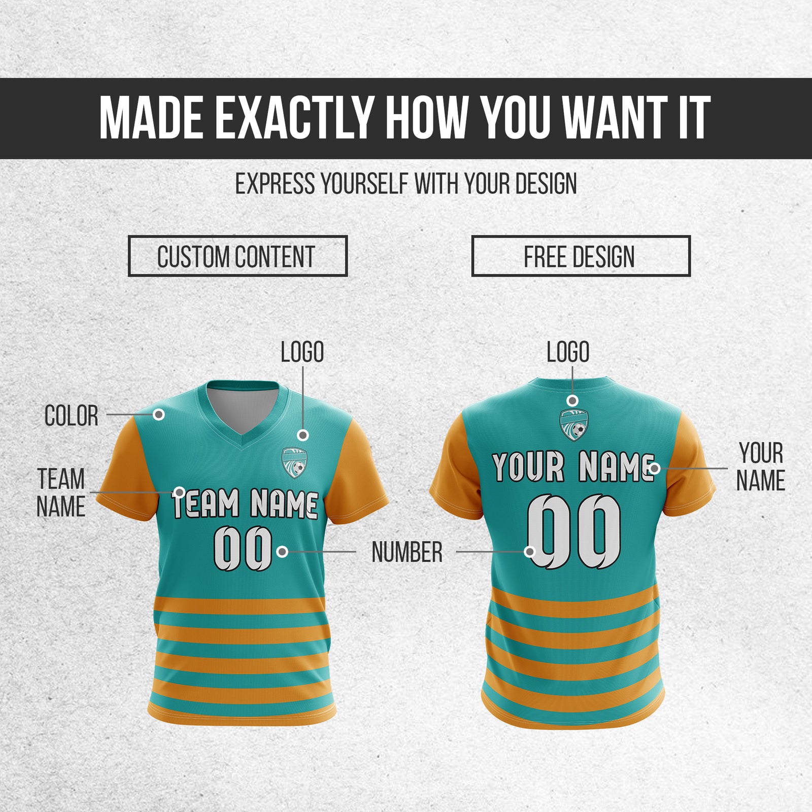 Custom BaseLine V Stripe Pattern Teal Soccer sport Tops Jersey