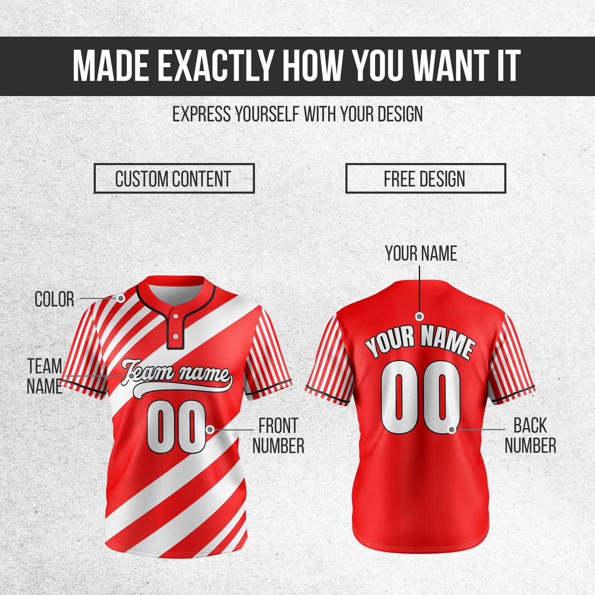 Custom Vibe Split Red Baseball Sports Jersey Personalized Uniform with Name & Number