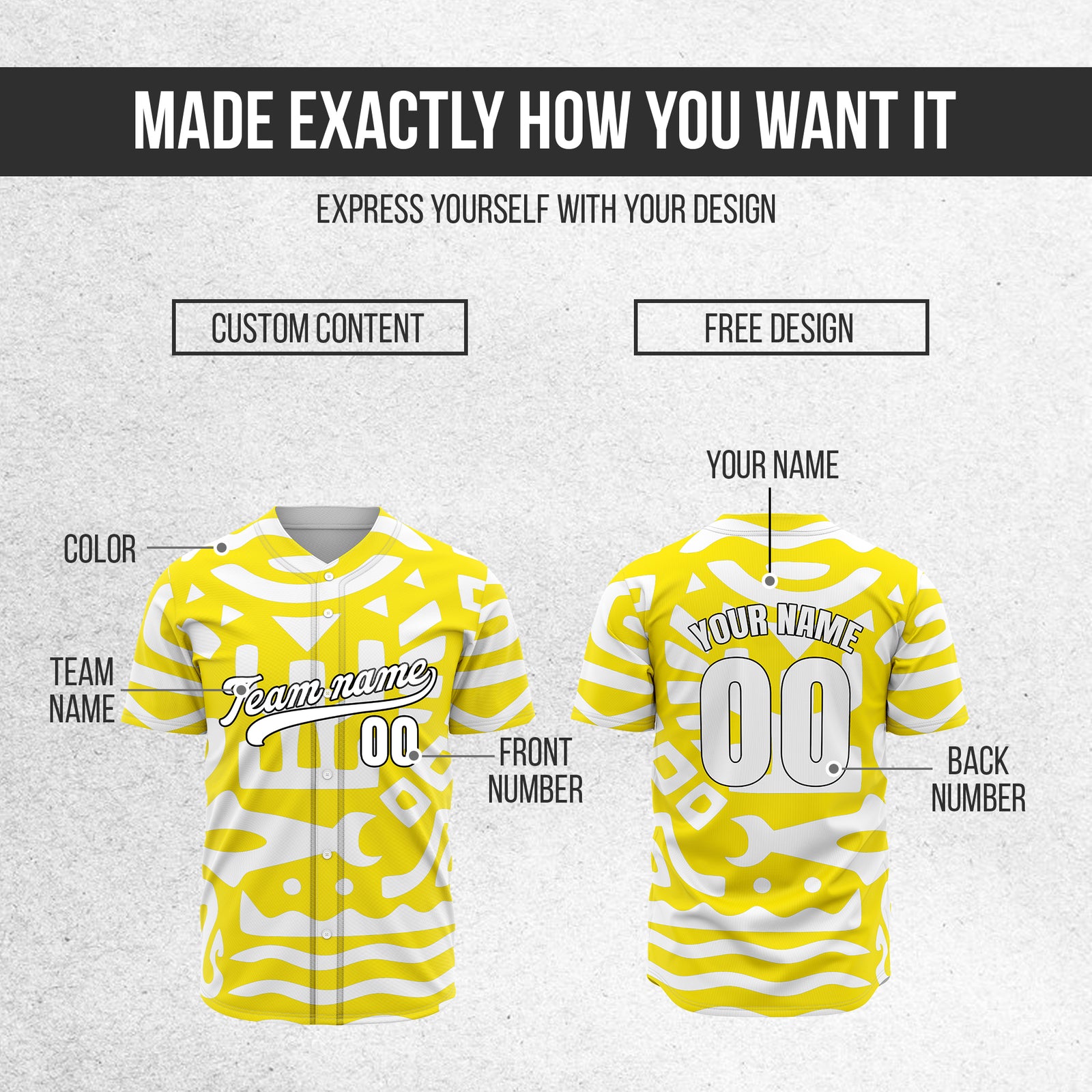 Custom Hawaii Hustle Yellow Baseball Sports Jersey Personalized Uniform with Name & Number