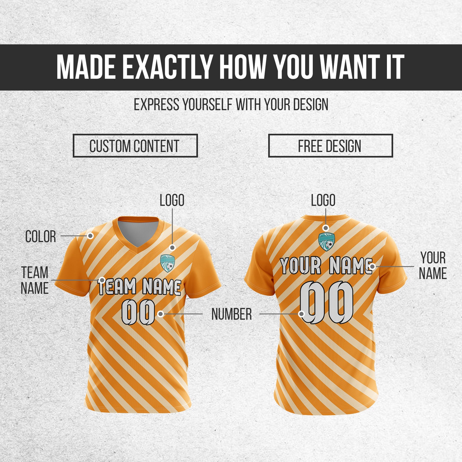 Custom Swift Stripe V-Neck Orange Soccer sport Tops Jersey