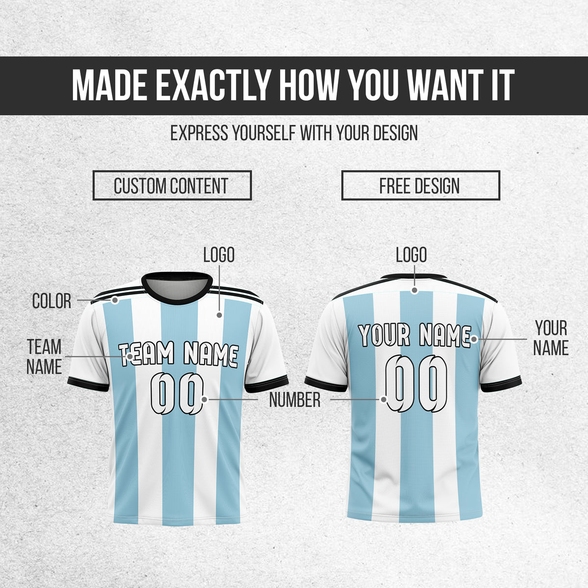 Custom ARGENTINA Fan Jersey Personalized with Name & Number