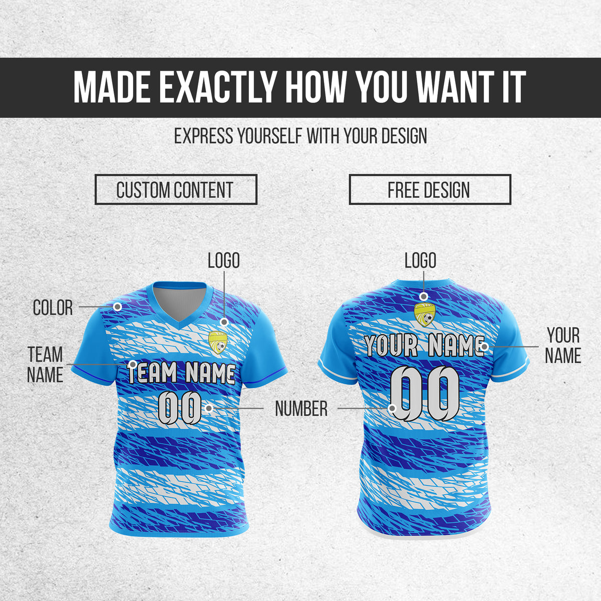 Custom Flare Strike V-Full Pattern Aqua Soccer sport Tops Jersey