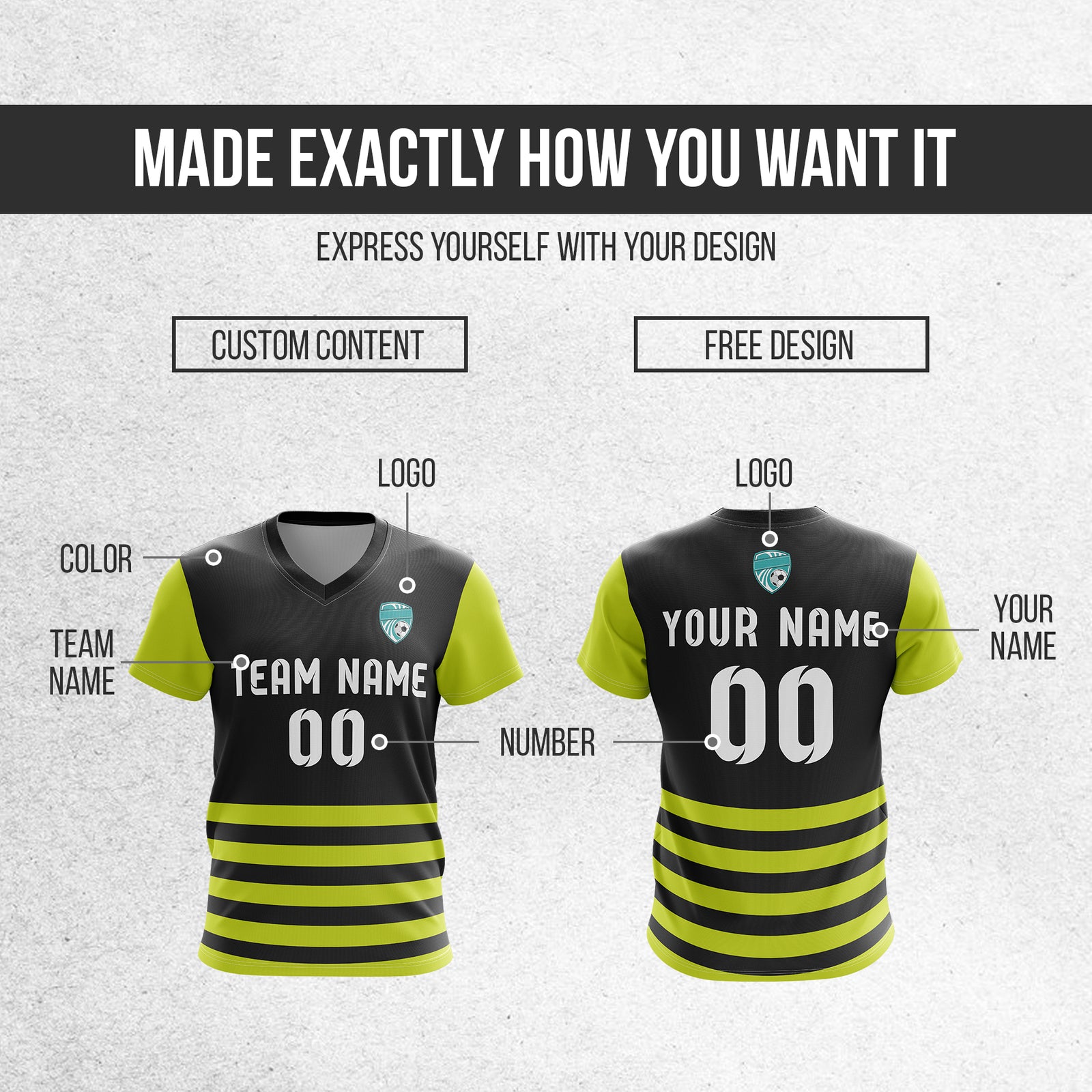 Custom BaseLine V Stripe Pattern Black Soccer sport Tops Jersey
