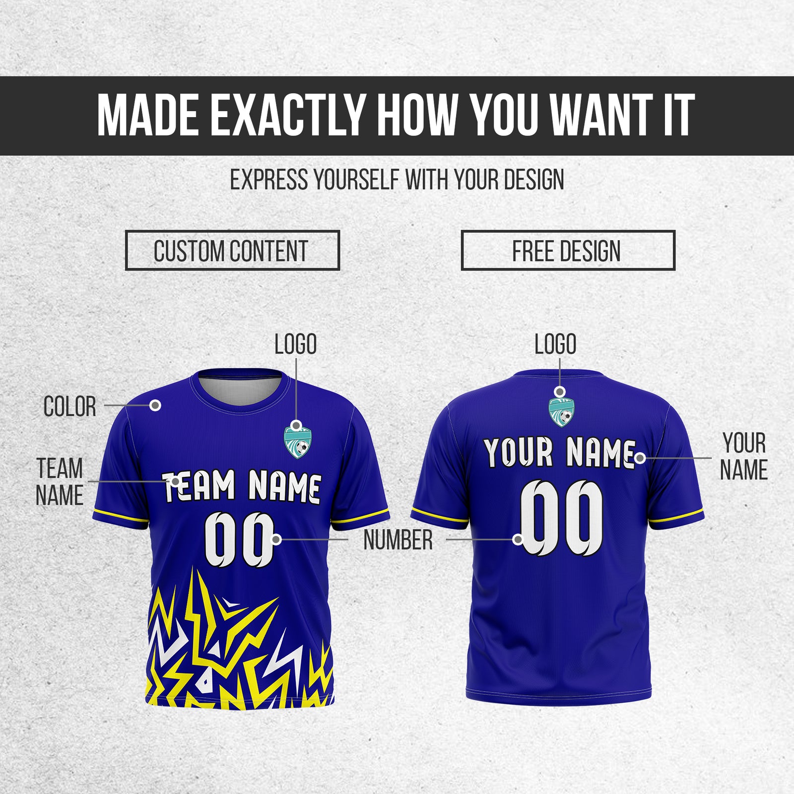 Custom Spark Strike R Side Pattern Soccer Navy Sport Tops Jersey