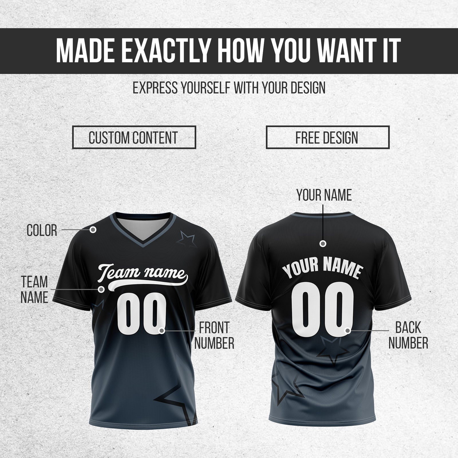 Custom Star Gradient Baseball Black Sports Jersey Personalized Uniform with Name & Number