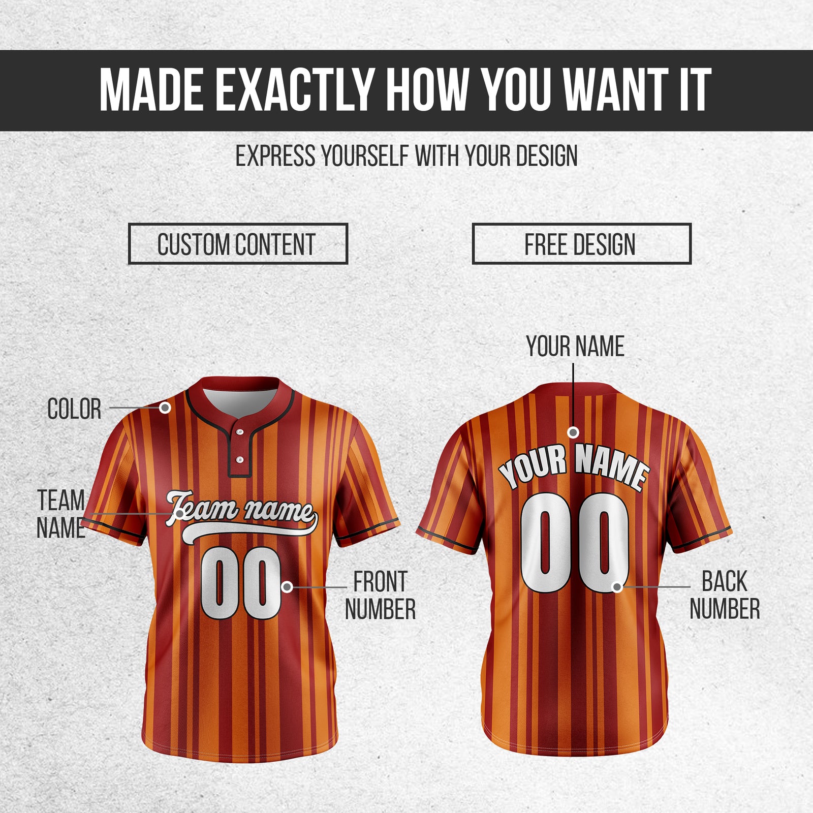 Custom Stripe Fusion Red Baseball Sports Jersey Personalized Uniform with Name & Number