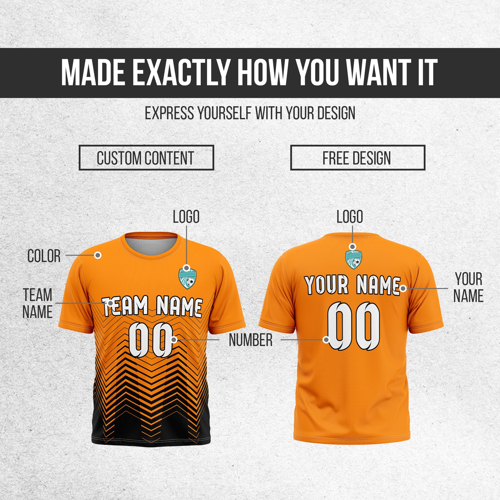 Custom Apex Strike R Side Pattern Orange Soccer sport Tops Jersey