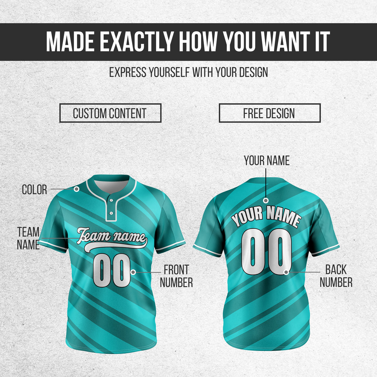 Custom Bold Flow Teal Baseball Sports Jersey Personalized Uniform with Name & Number
