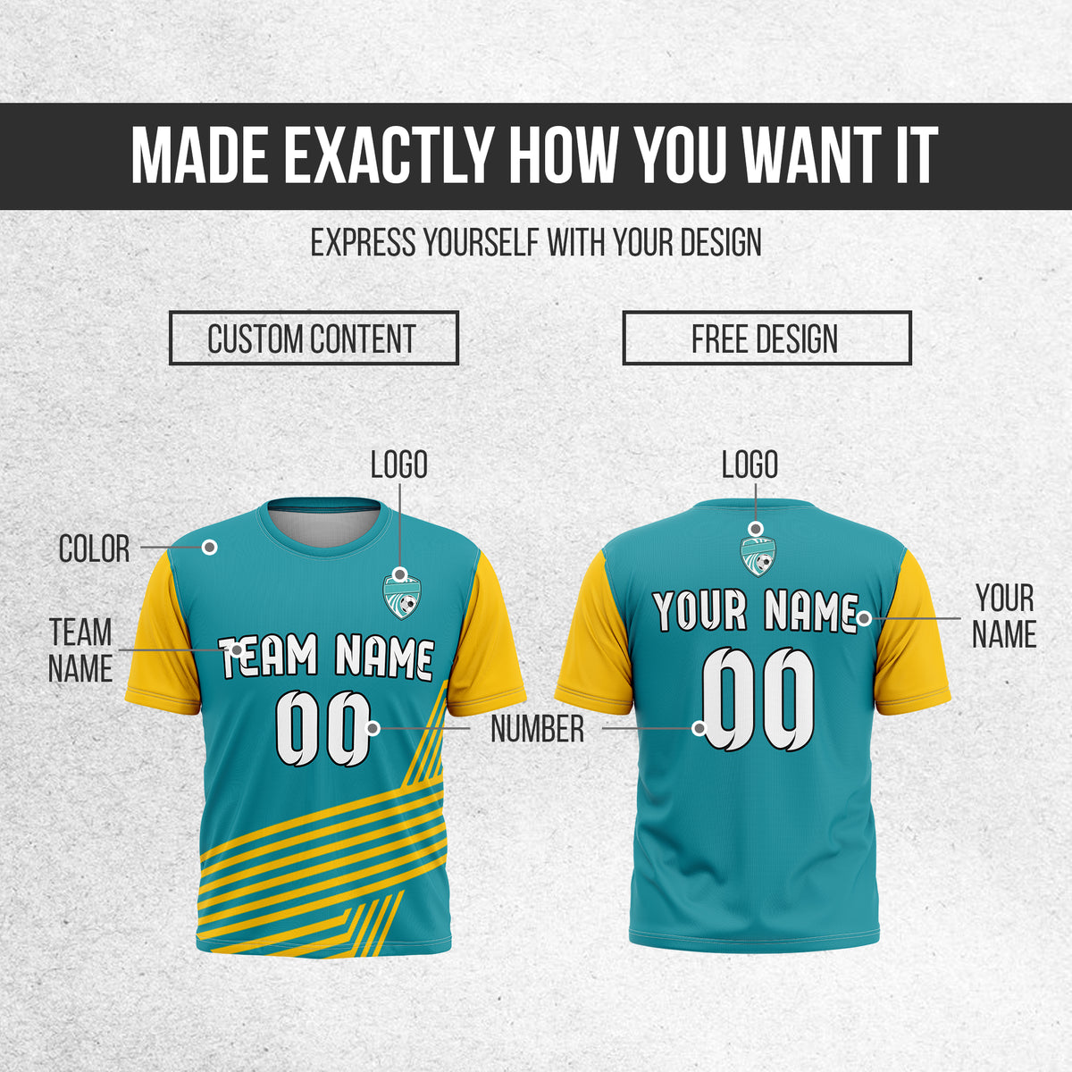 Custom Rapid Line R Side Pattern Soccer Teal sport Tops Jersey