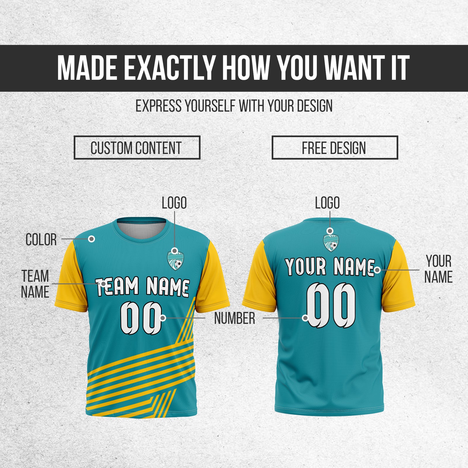 Custom Rapid Line R Side Pattern Soccer Teal sport Tops Jersey