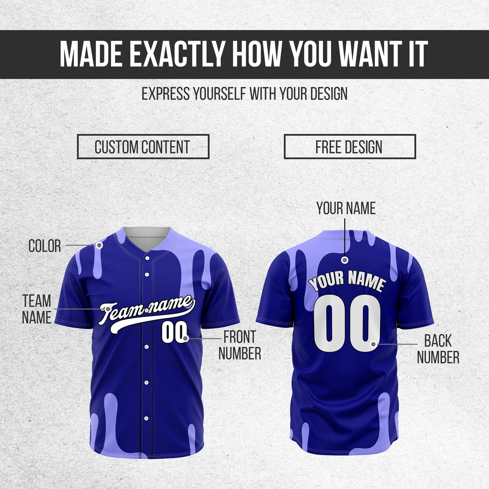 Custom Ink Dripline Blue Sports Jersey Personalized Uniform with Name & Number
