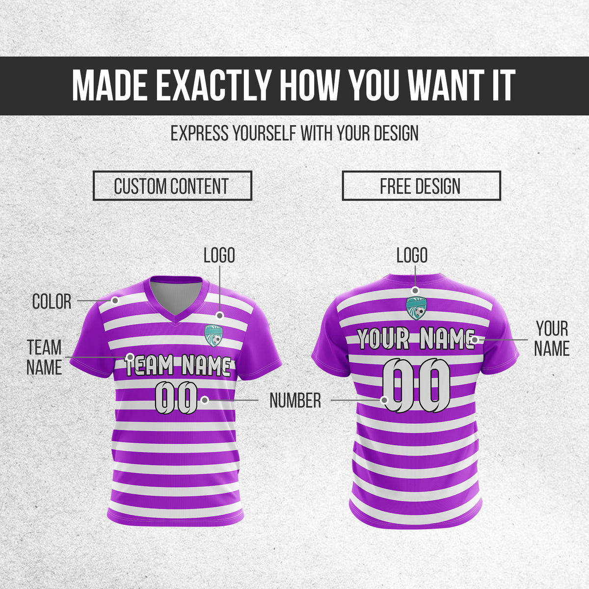 Custom Royal Stripe V-Neck Purple Soccer sport Tops Jersey