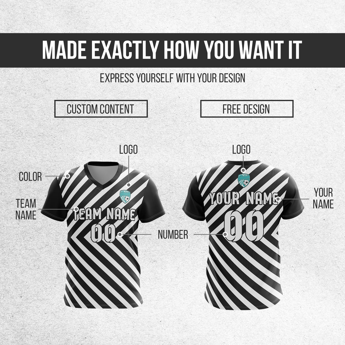 Custom Swift Stripe V-Neck Black Soccer sport Tops Jersey