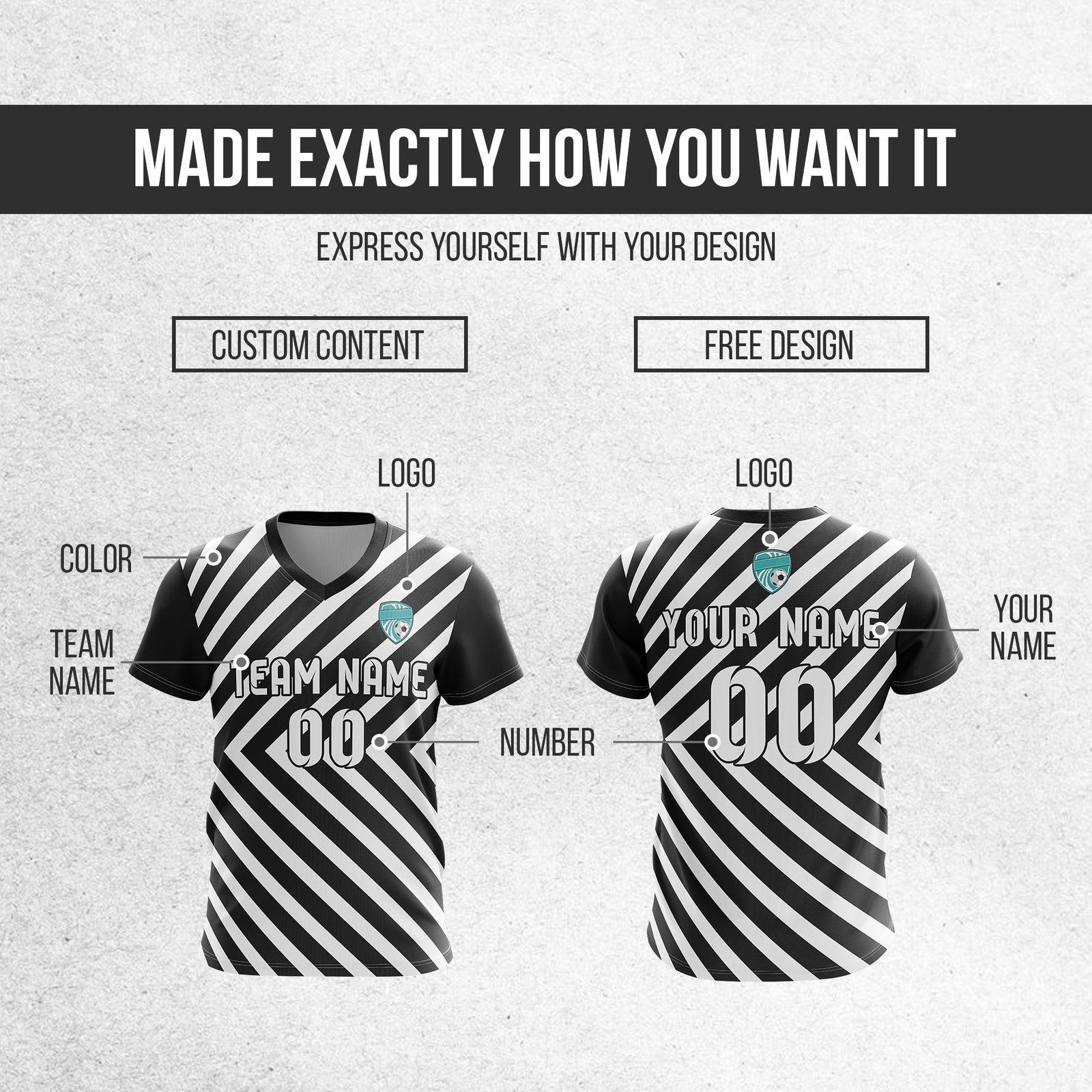 Custom Swift Stripe V-Neck Black Soccer sport Tops Jersey