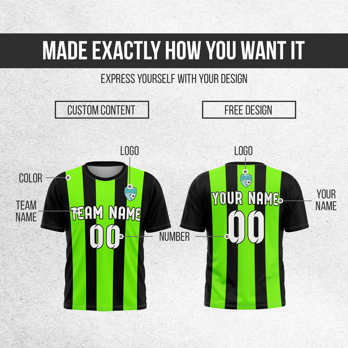 Custom Striker Stripe Black Soccer sport Tops Jersey