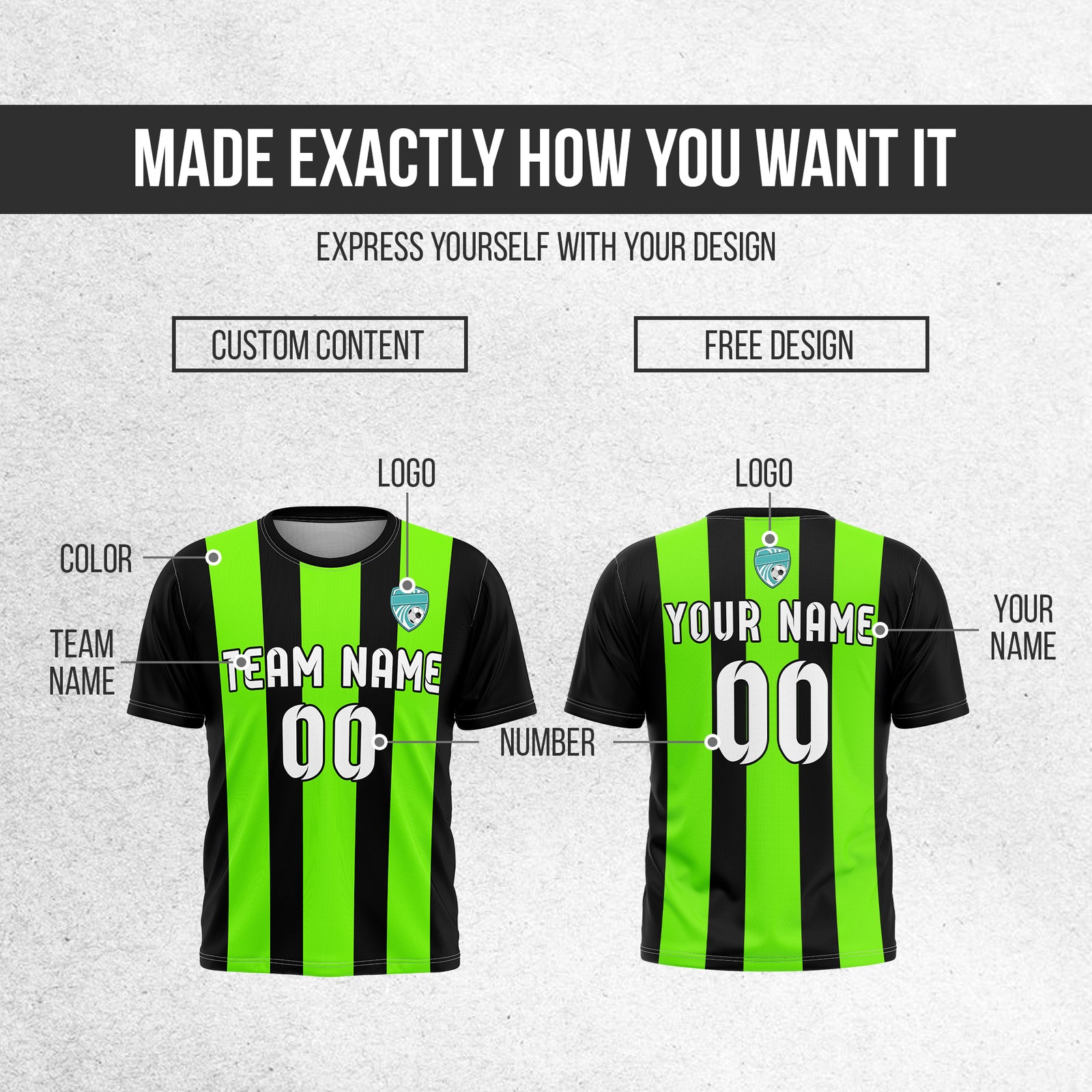 Custom Striker Stripe Black Soccer sport Tops Jersey