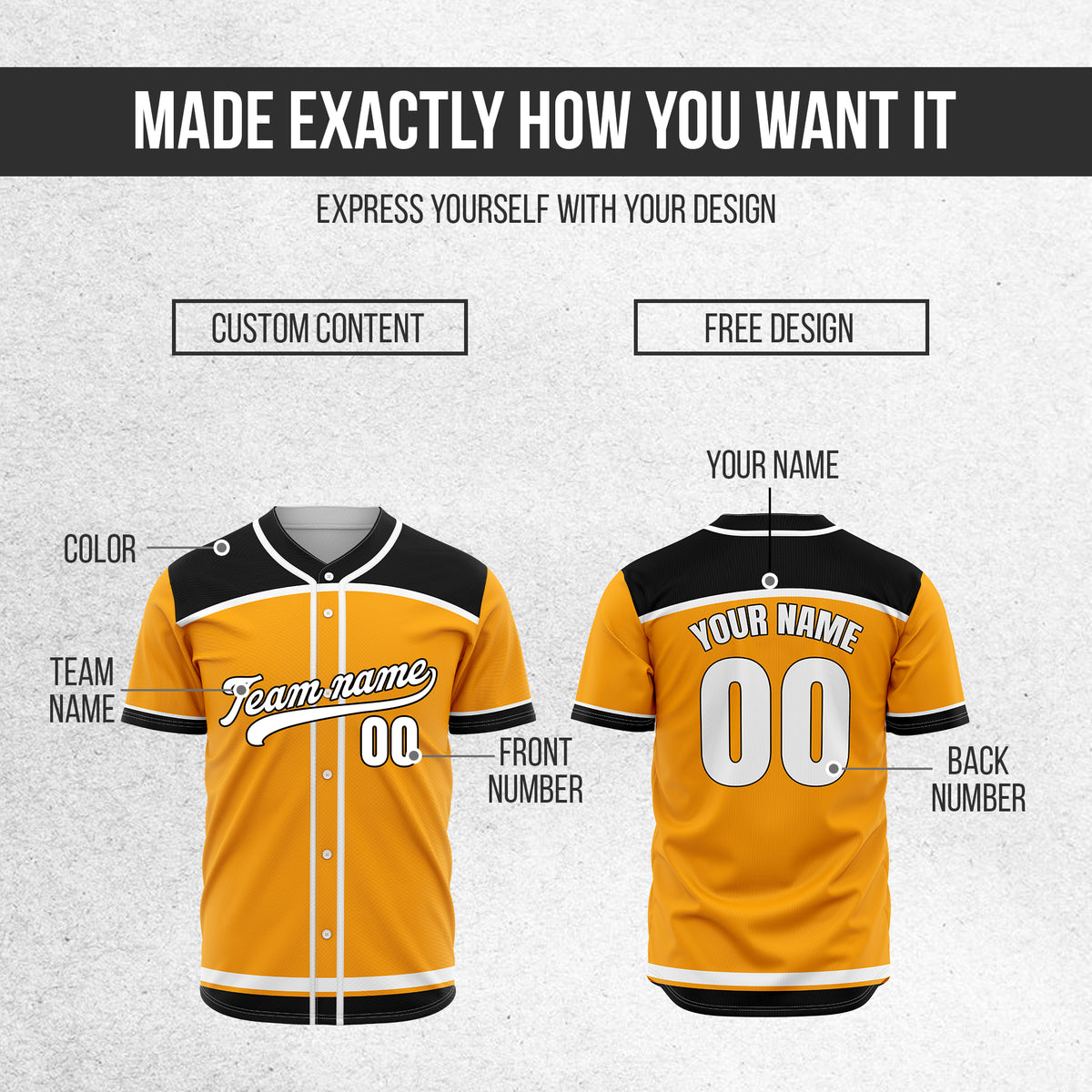 Custom Marquee Classic Baseball Orange Sports Jersey Personalized Uniform with Name & Number
