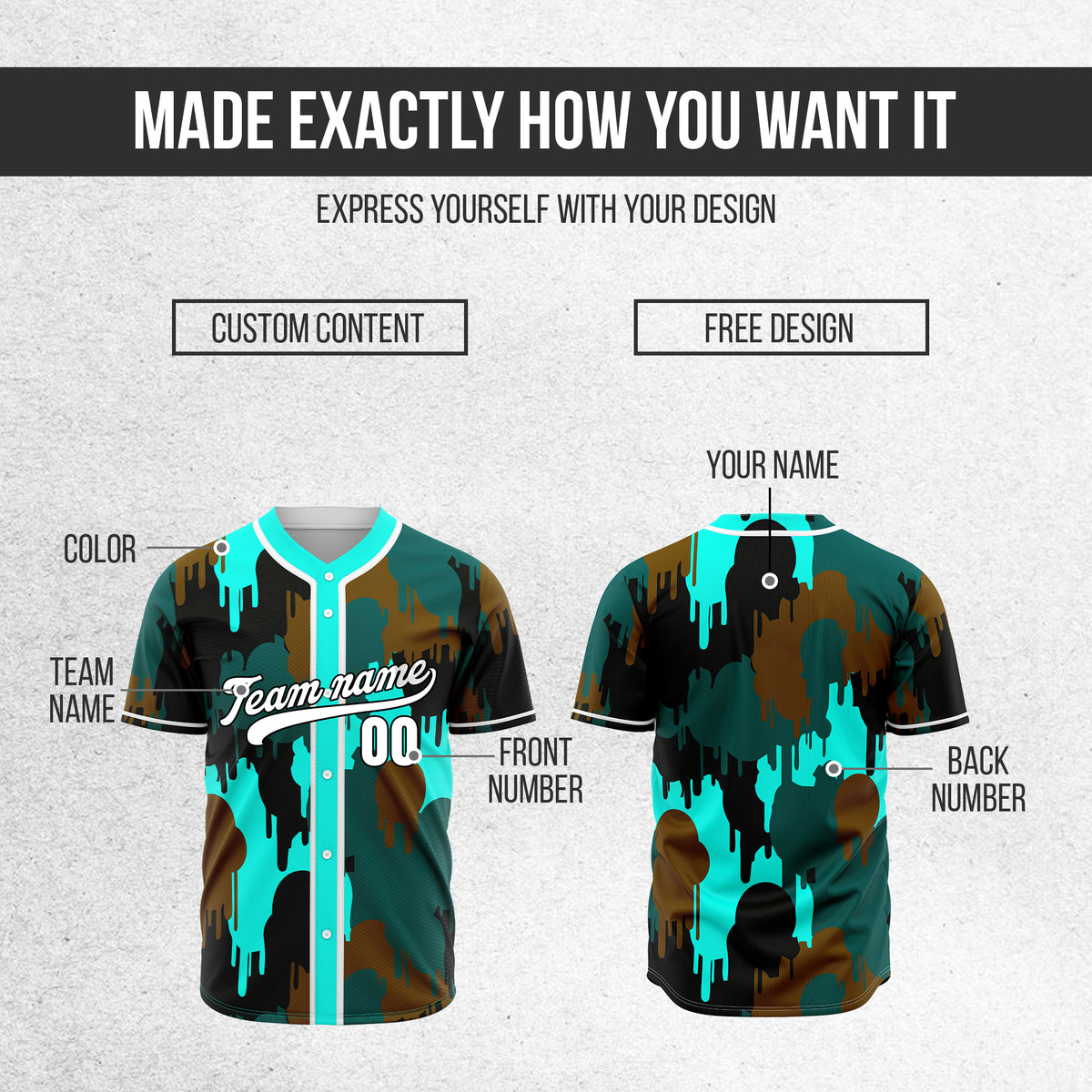 Custom Paint Hustlers Aqua Baseball Sports Jersey Personalized Uniform with Name & Number