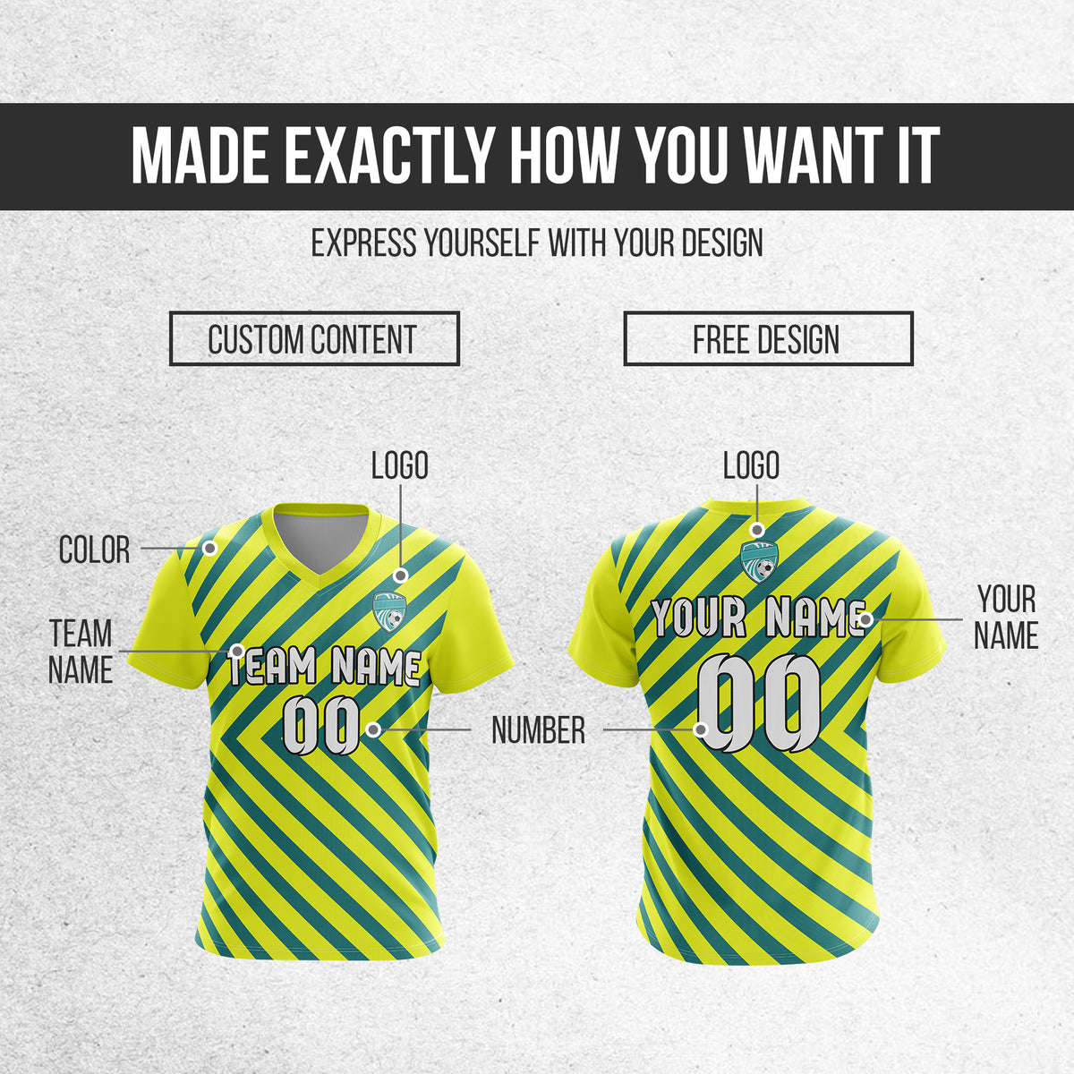Custom Swift Stripe V-Neck Yellow Soccer sport Tops Jersey