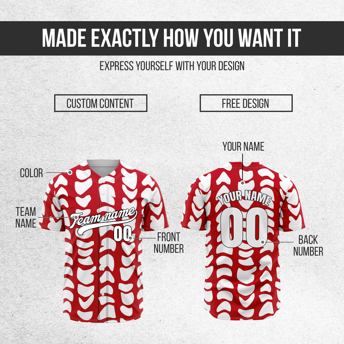 Custom Hawaii Waves Red Baseball Sports Jersey Personalized Uniform with Name & Number