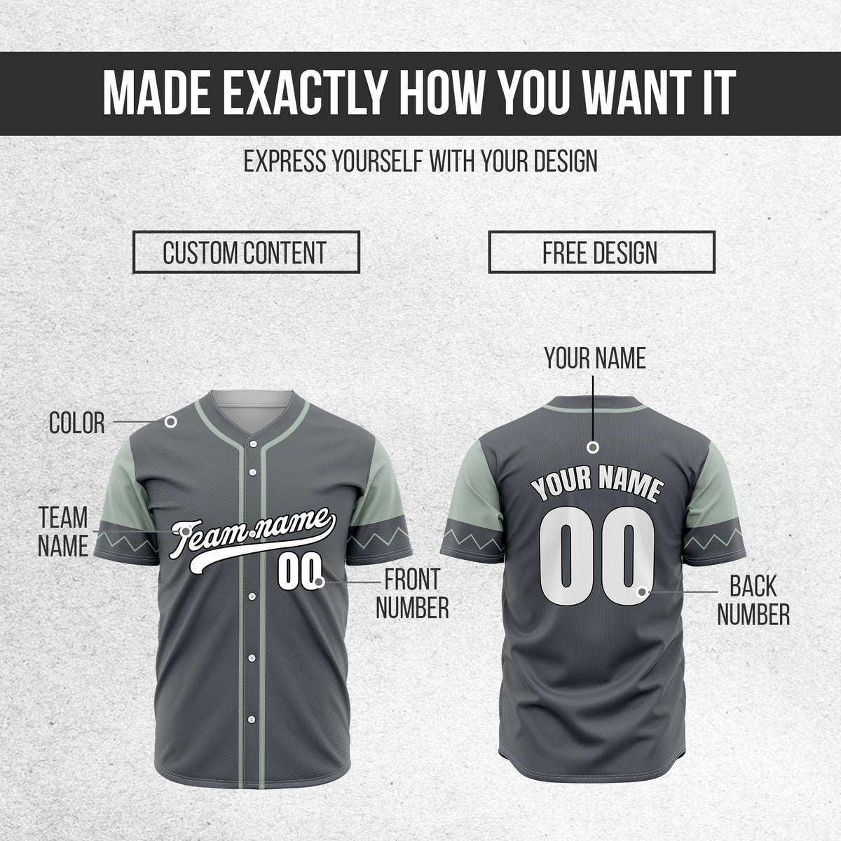 Custom Legacy Classic Baseball Dark Grey Sports Jersey Personalized Uniform with Name & Number