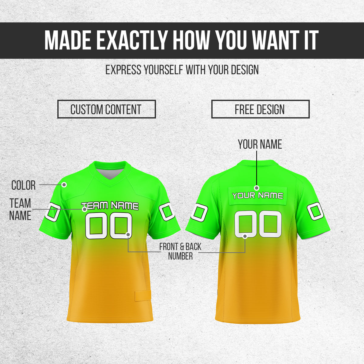 Custom Elite Neon Green Gradient Mesh Authentic Football Jersey