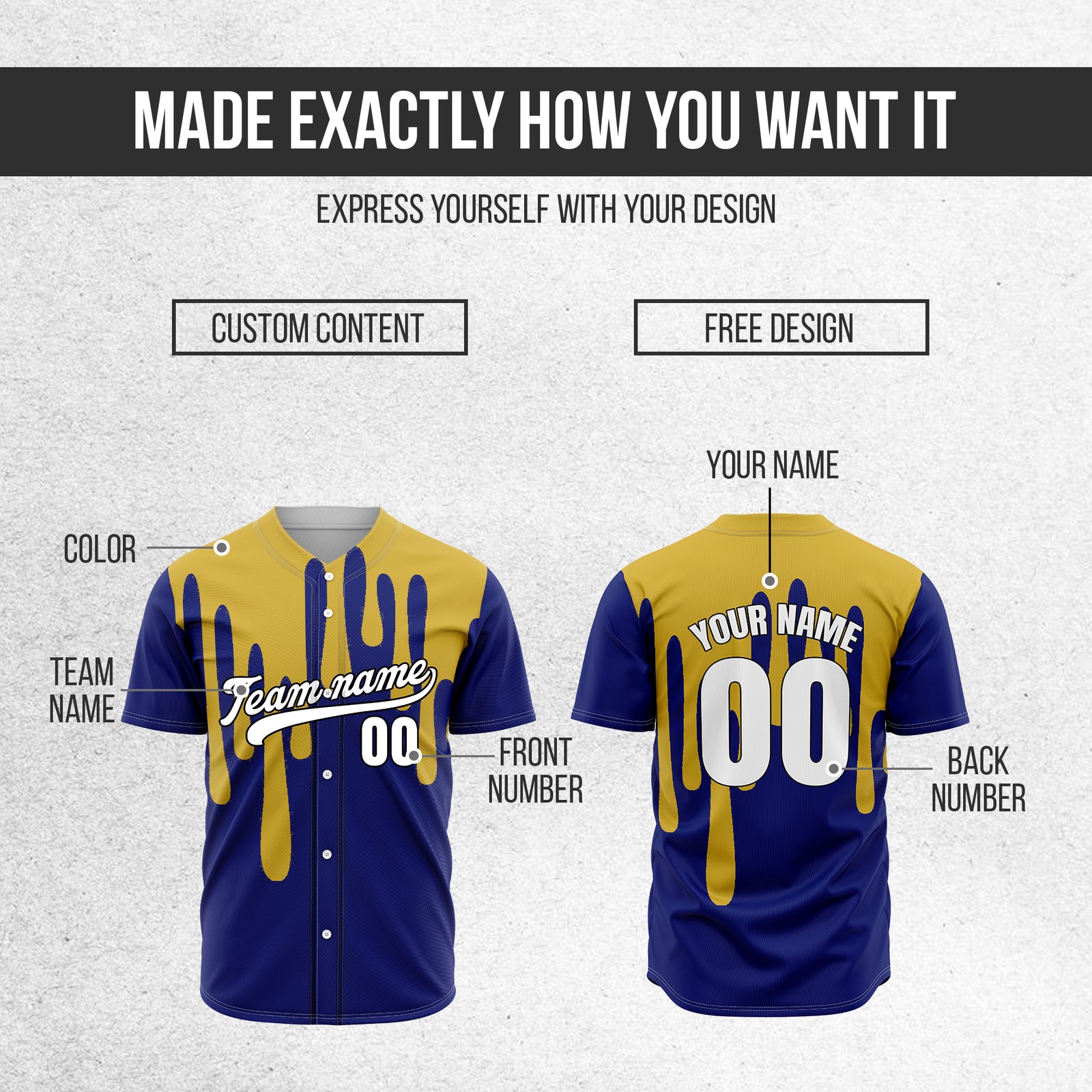 Custom Ink Drip Navy Sports Jersey Personalized Uniform with Name & Number