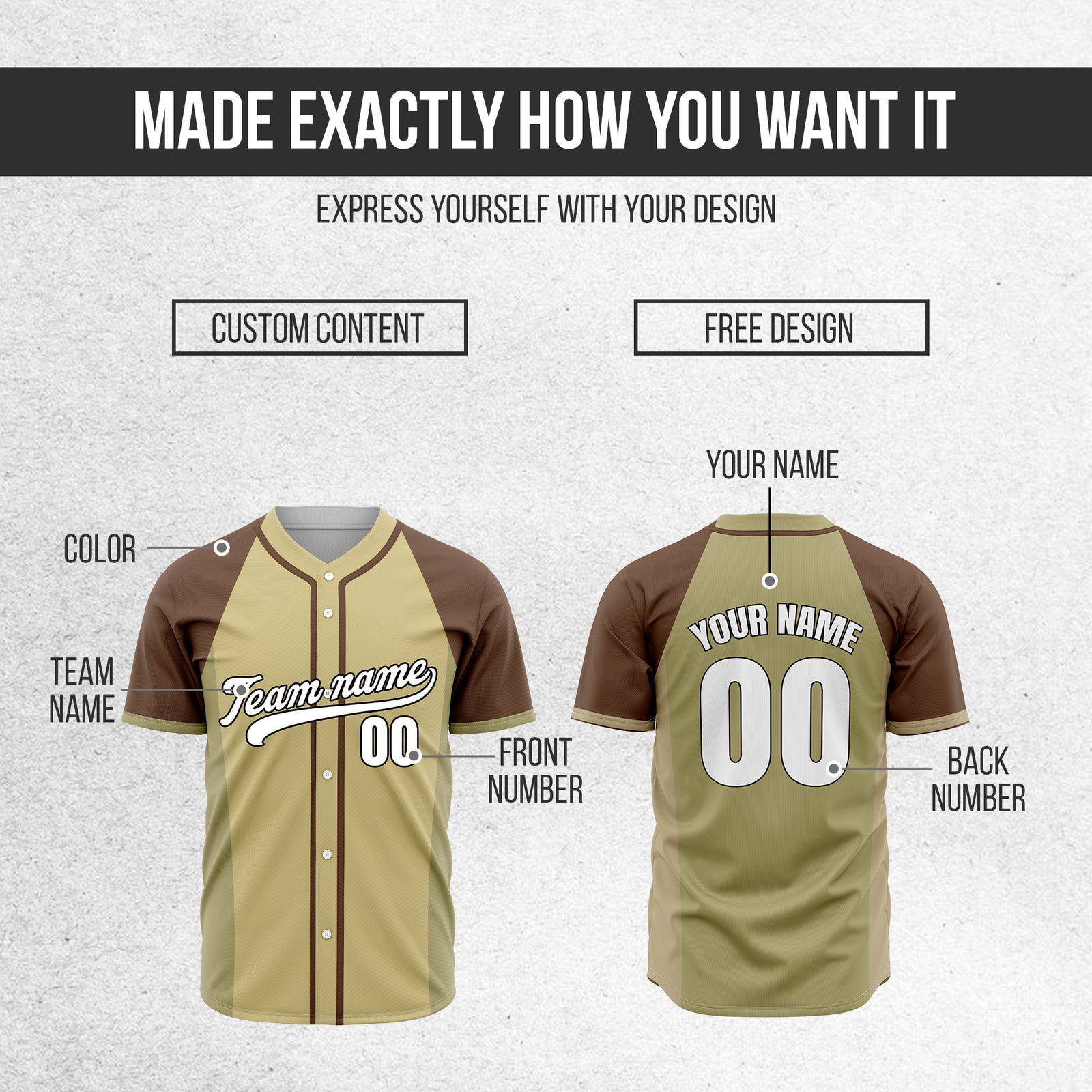 Custom Timeless Stripes Baseball Khaki Sports Jersey Personalized Uniform with Name & Number