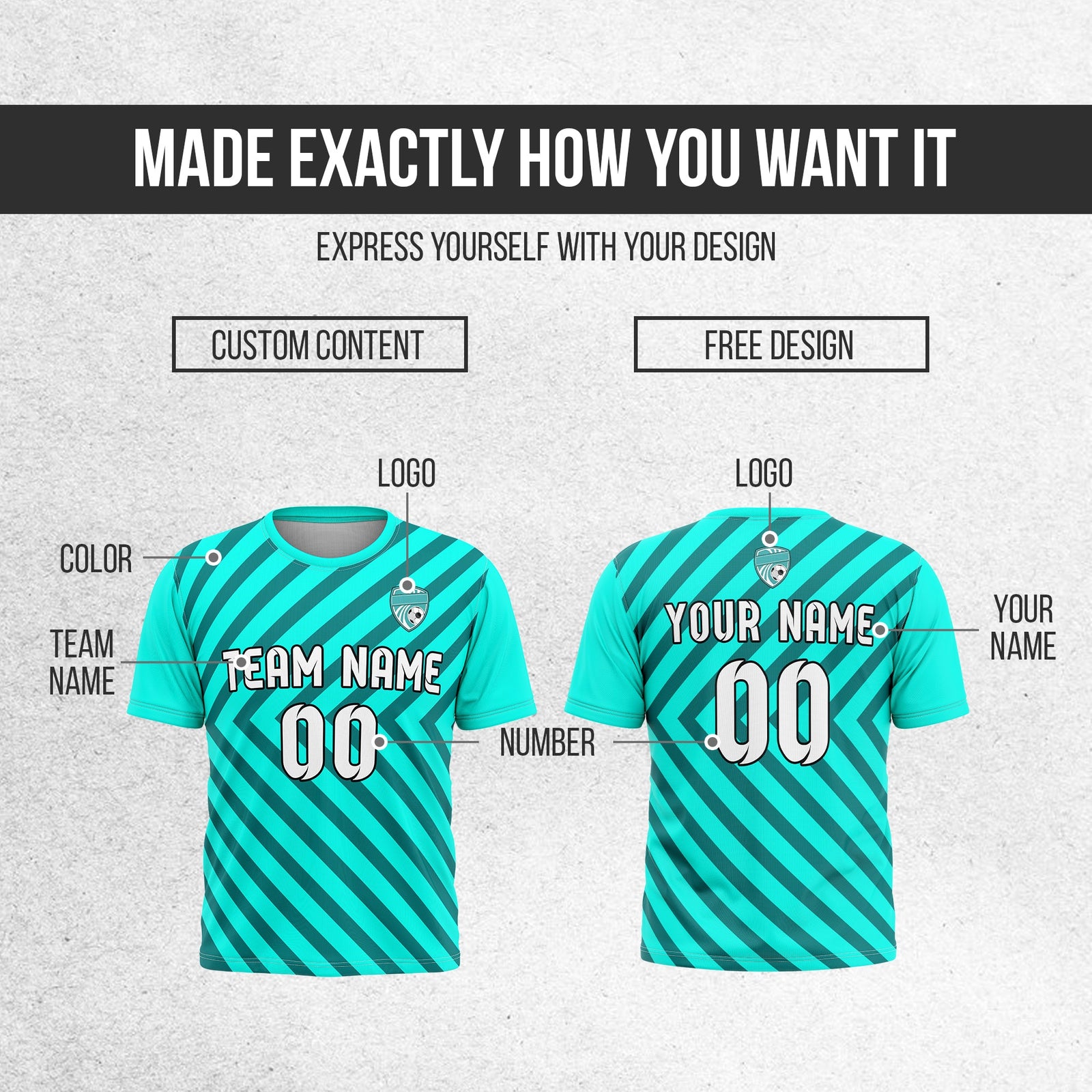 Custom Soccer R Stripes D3 Pro Line Aqua Sports Tops Jersey