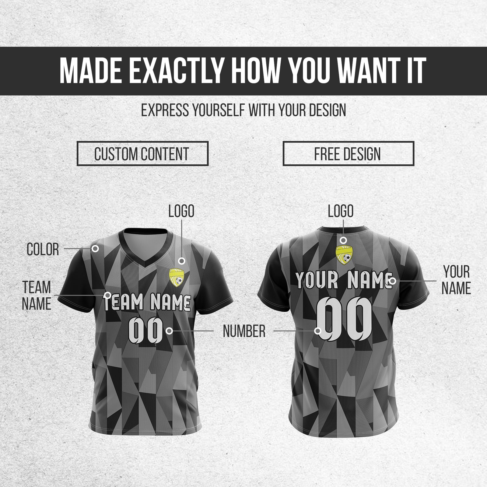 Custom Crystal V-Full Pattern Black Soccer sport Tops Jersey