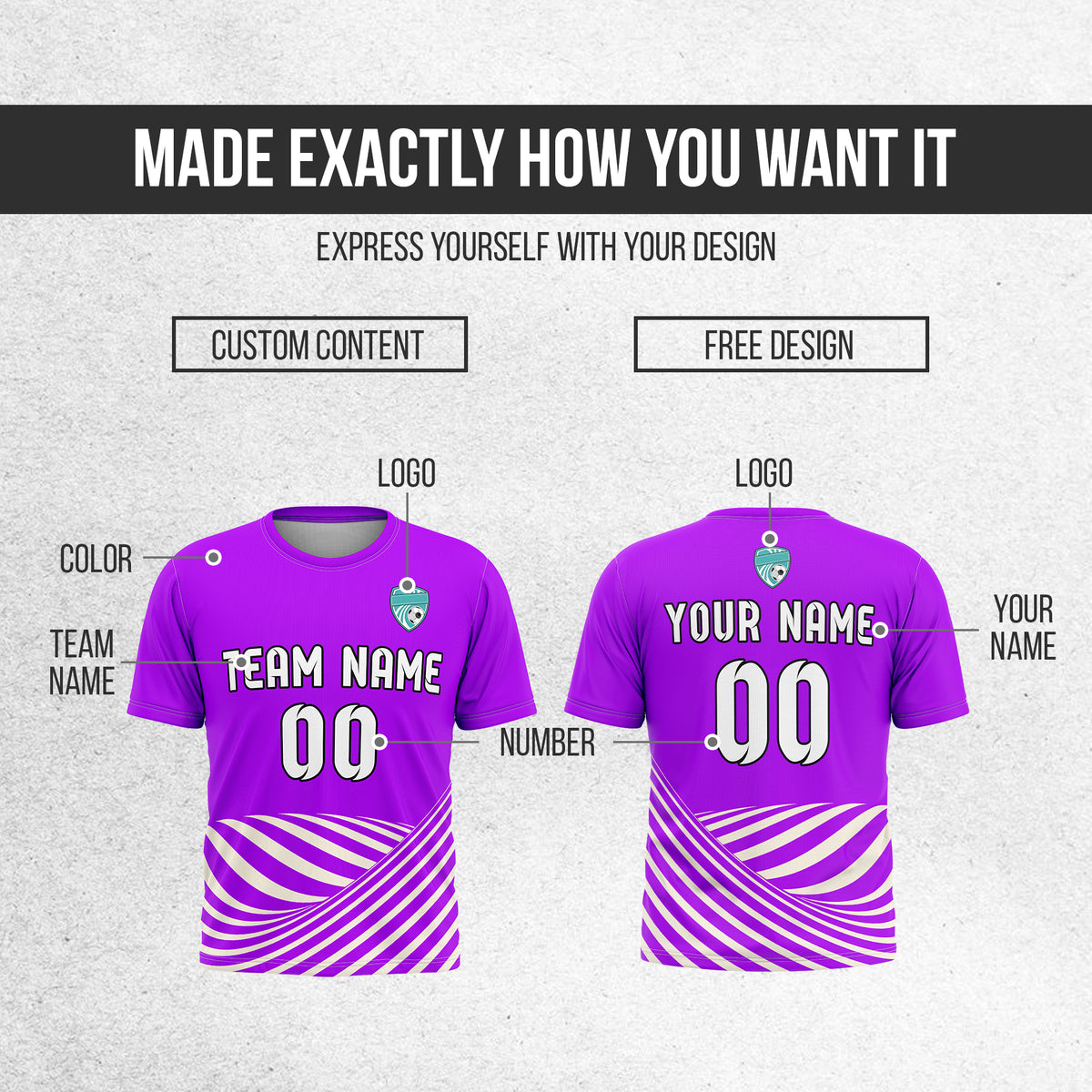 Custom WaveLine Stripe Purple Soccer sport Tops Jersey