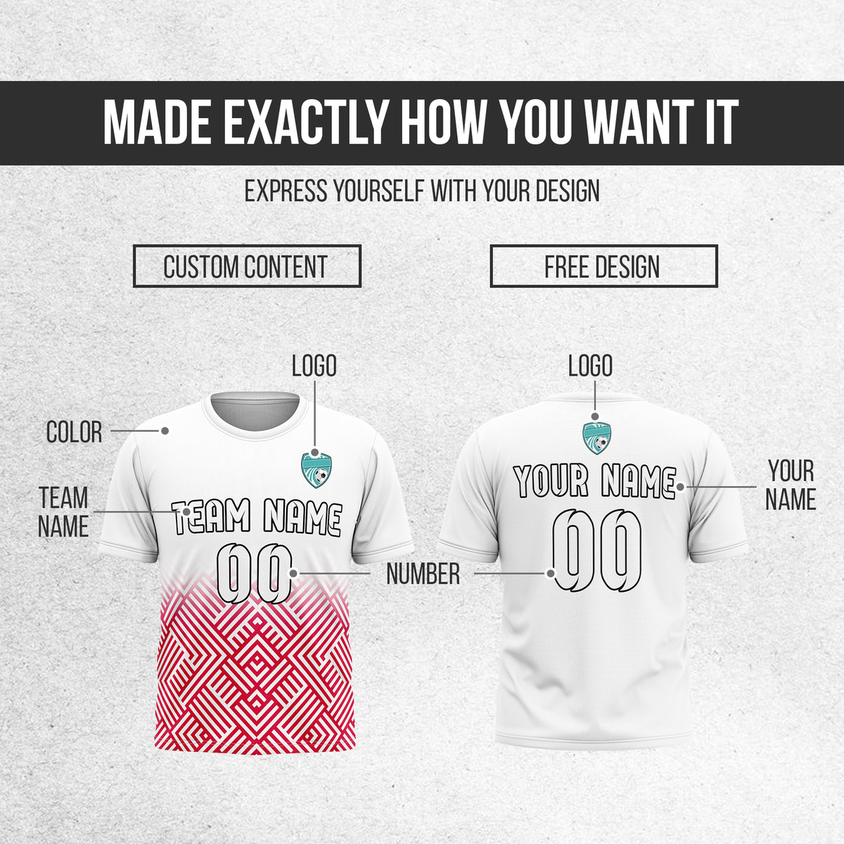 Custom Shadow Line R Side Pattern Soccer White Sport Tops Jersey