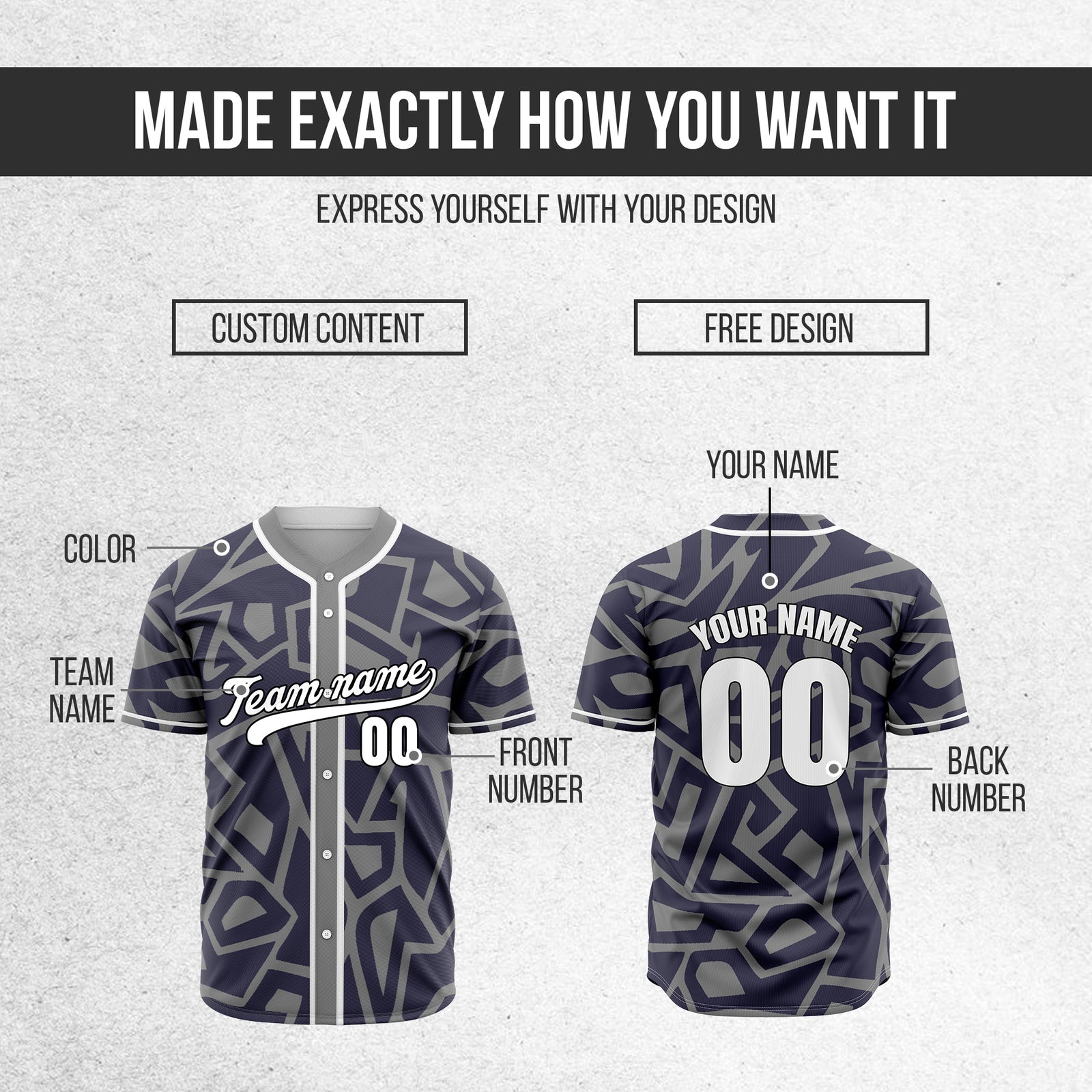 Custom Shadow Rebels Grey Baseball Sports Jersey Personalized Uniform with Name & Number