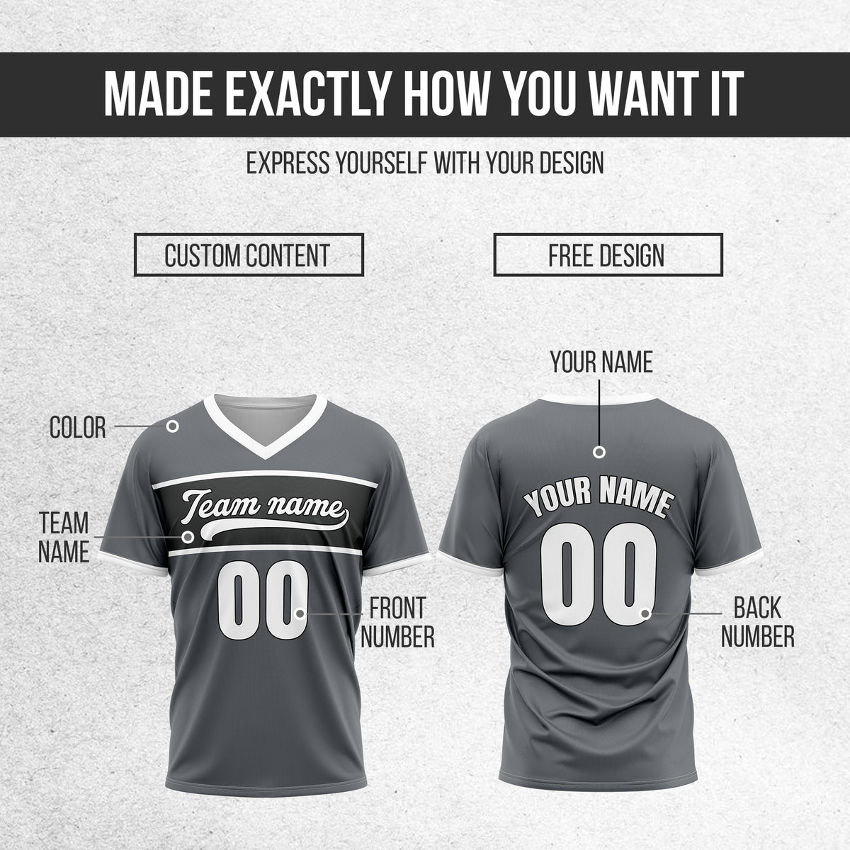 Custom ProEdge Dark Grey Baseball Sports Jersey Personalized Uniform with Name & Number