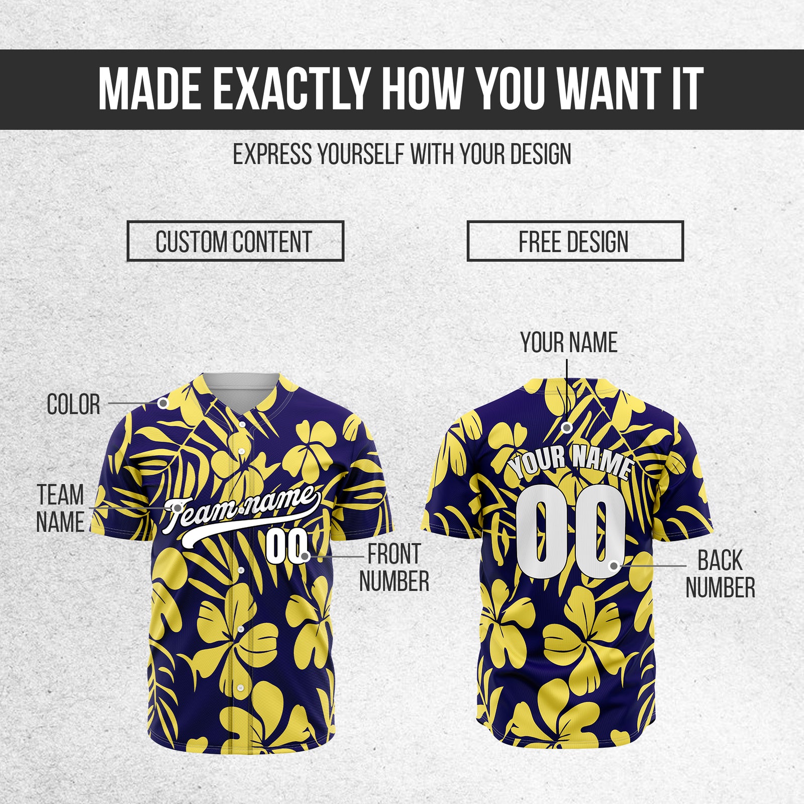 Custom Hawaiian Navy Baseball Sports Jersey Personalized Uniform with Name & Number