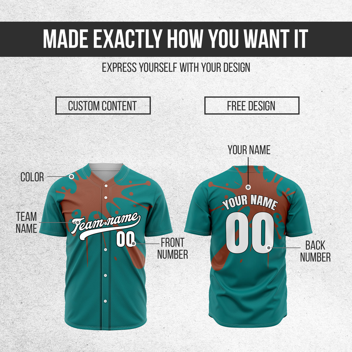 Custom Paint Burst Teal Sports Jersey Personalized Uniform with Name & Number