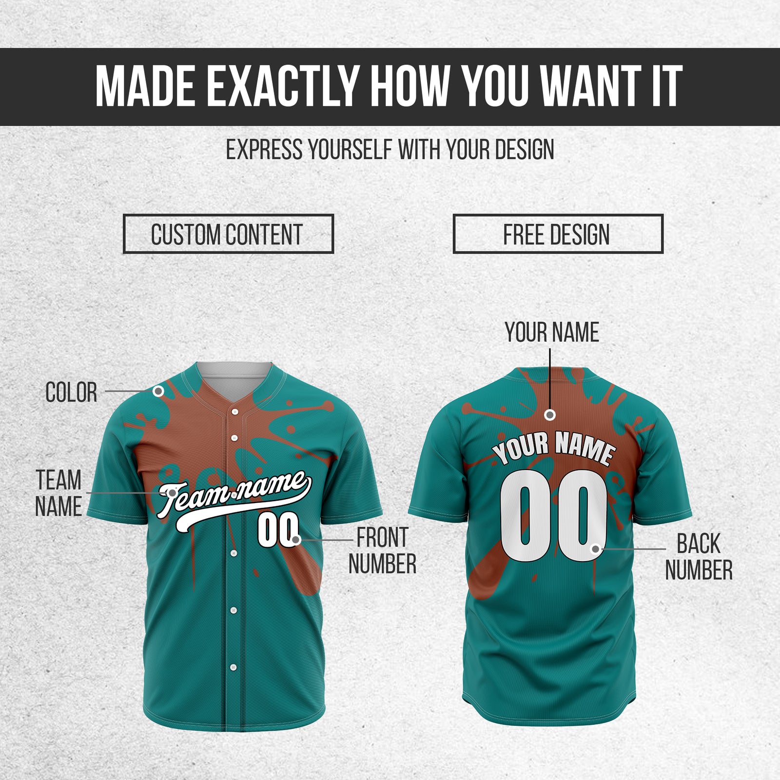 Custom Paint Burst Teal Sports Jersey Personalized Uniform with Name & Number