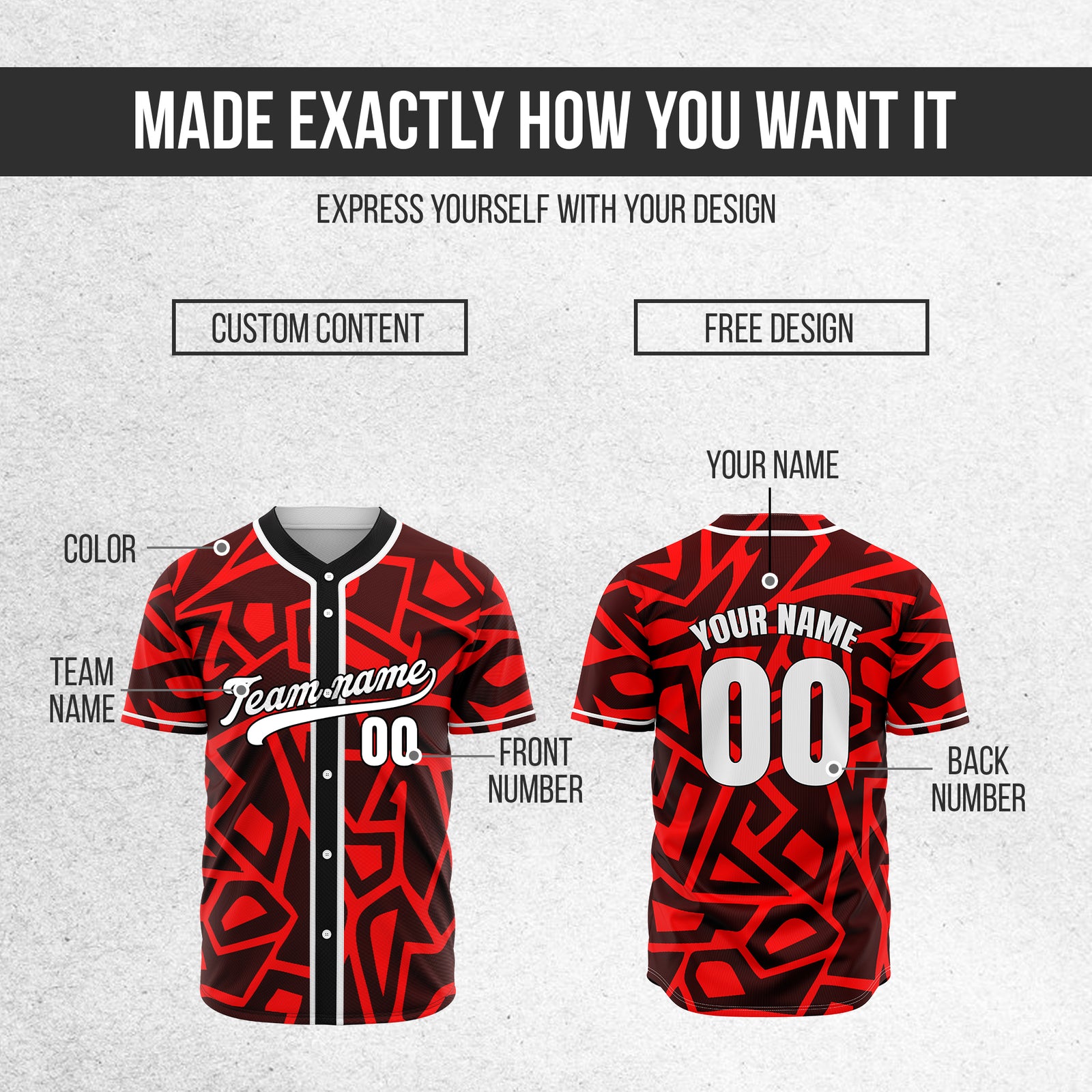 Custom Shadow Rebels Red Baseball Sports Jersey Personalized Uniform with Name & Number