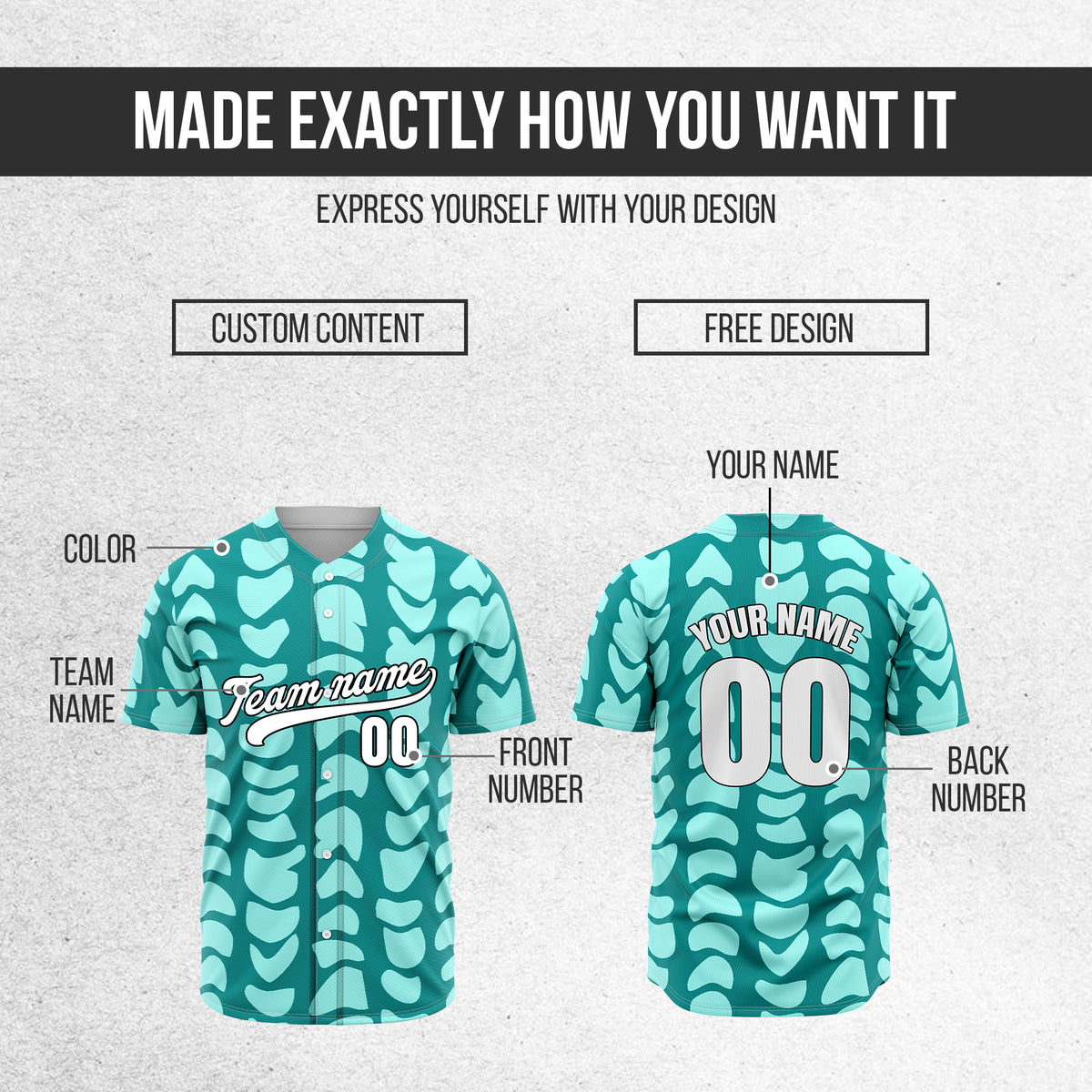 Custom Hawaii Waves Teal Baseball Sports Jersey Personalized Uniform with Name & Number