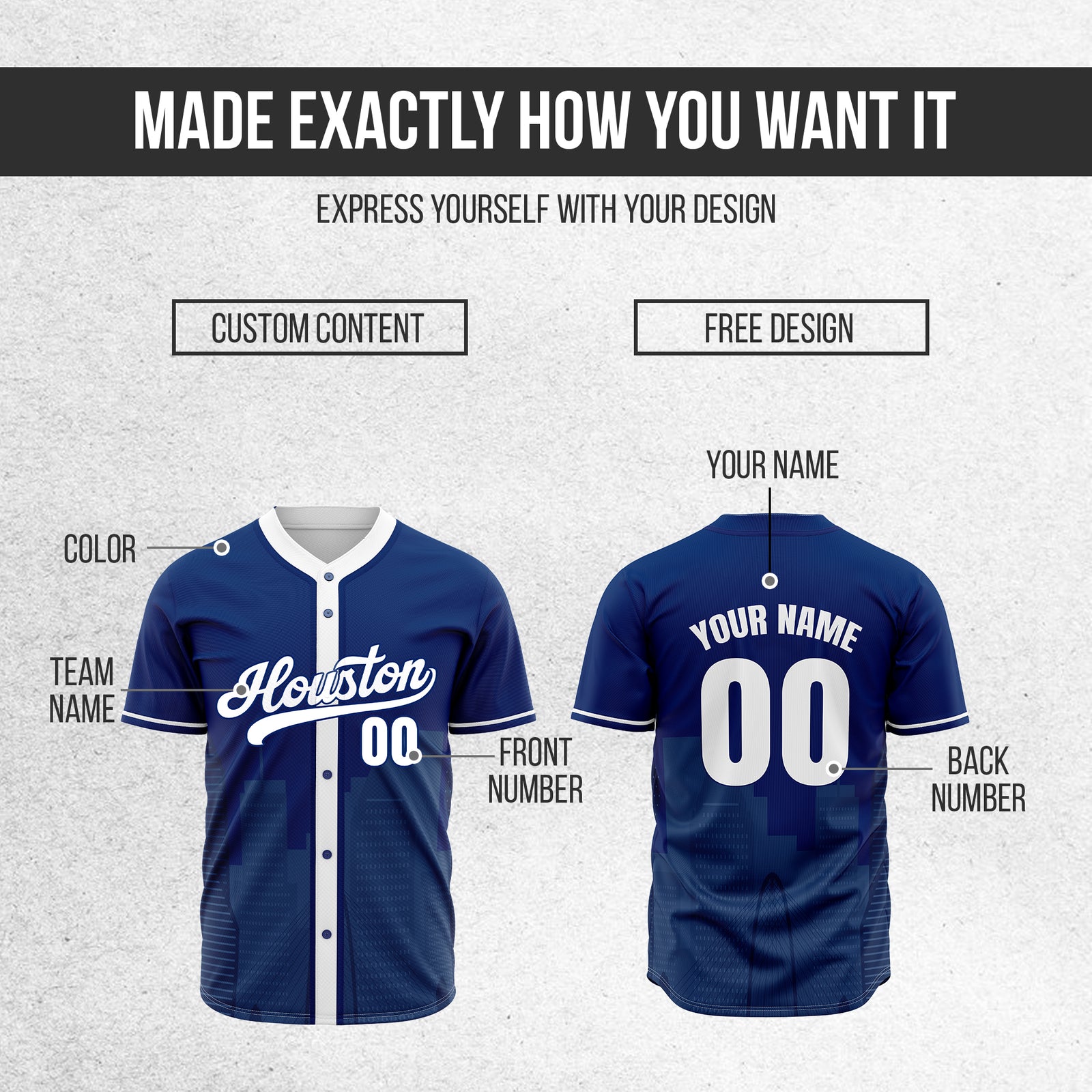 Custom City Pulse Navy Baseball Sports Jersey Personalized Uniform with Name & Number