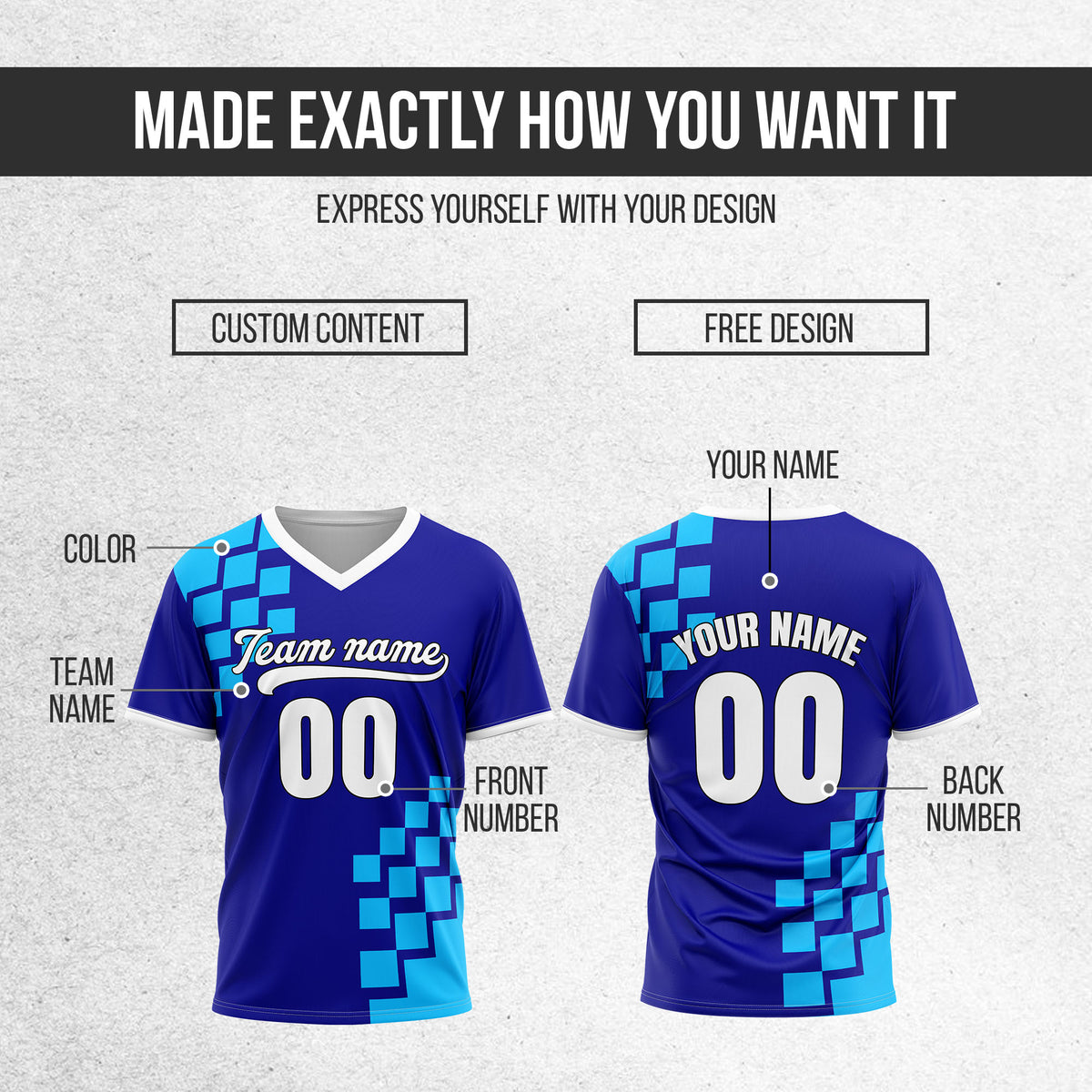 Custom Shadow Pixel Blue Baseball Sports Jersey Personalized Uniform with Name & Number
